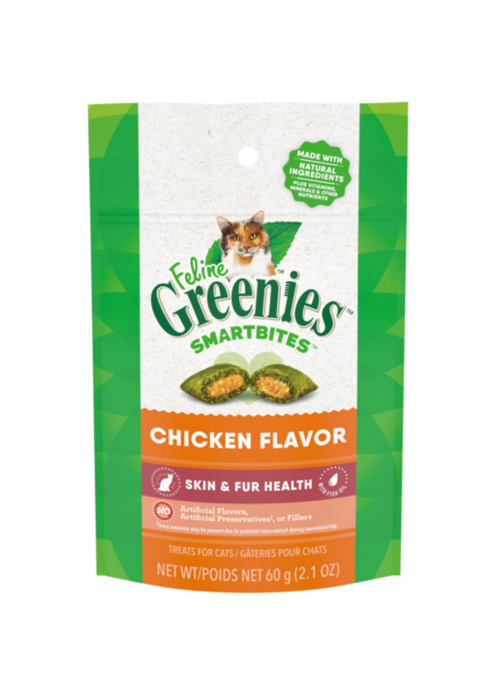 Greenies GREENIES FELINE SMARTBITES SKIN & COAT CHICKEN 2.1OZ