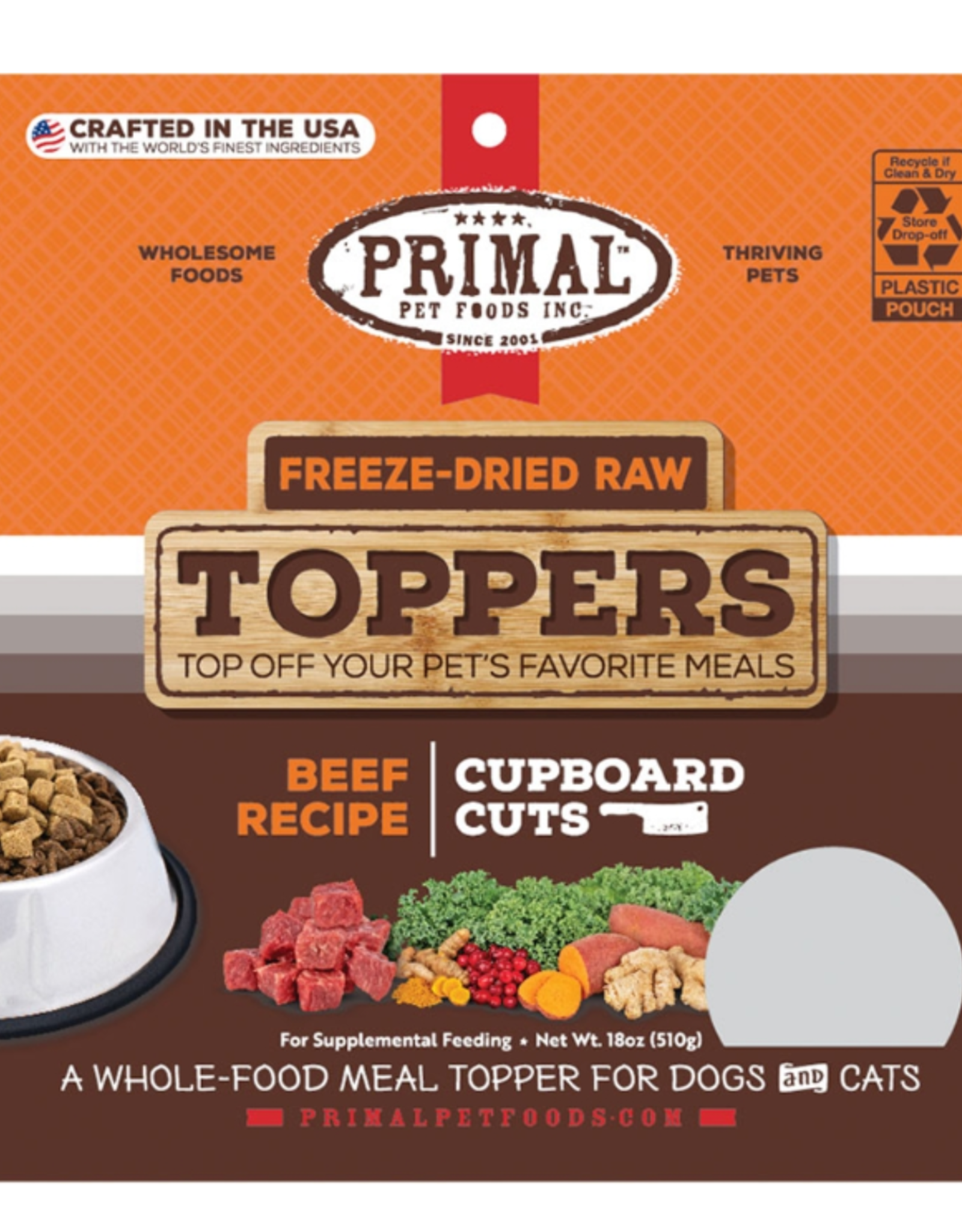 Primal Primal Dog Freeze Dried Cupboard Cuts Toppers Beef 18 oz