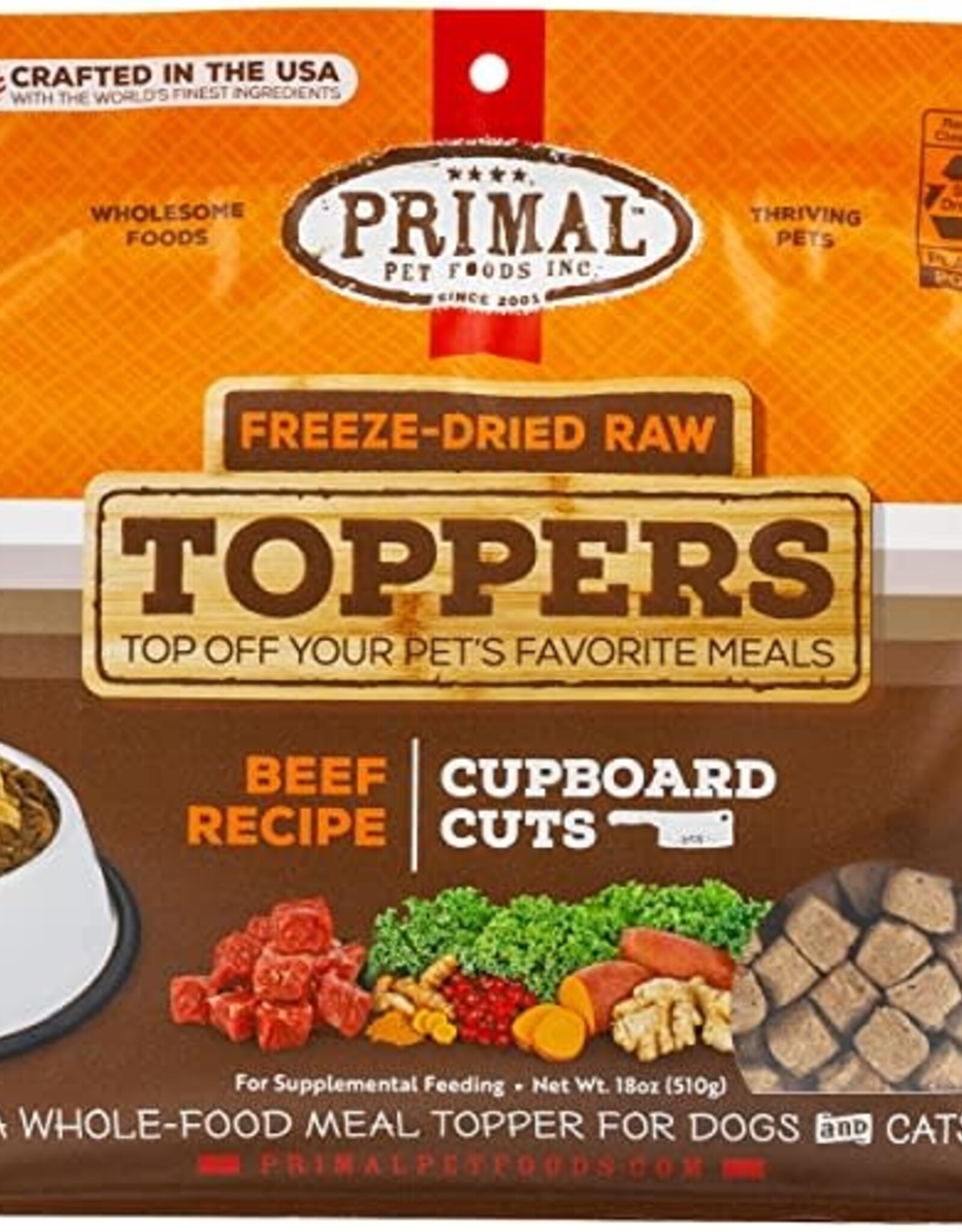 Primal Primal Dog Freeze Dried Cupboard Cuts Toppers Beef 18 oz