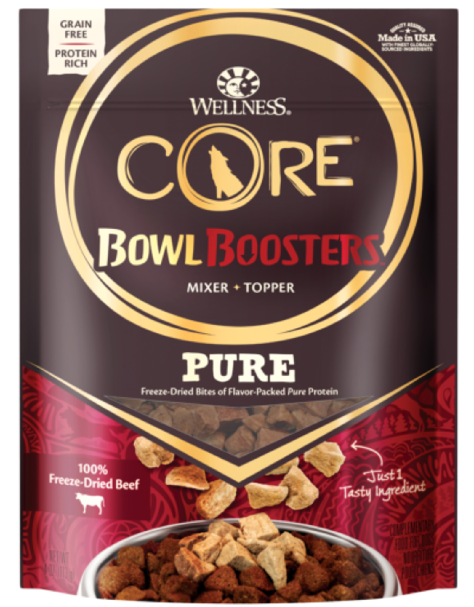 WELLPET LLC WELLNESS DOG CORE BOWL BOOSTER MEAL TOPPER FZD BEEF 4OZ