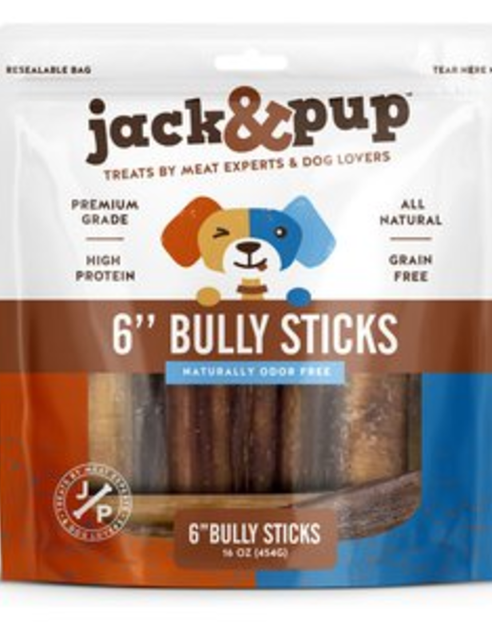 Jack & Pup Jack & Pup Bully Stick Dog Treats, 6-in, 1-lb Bag