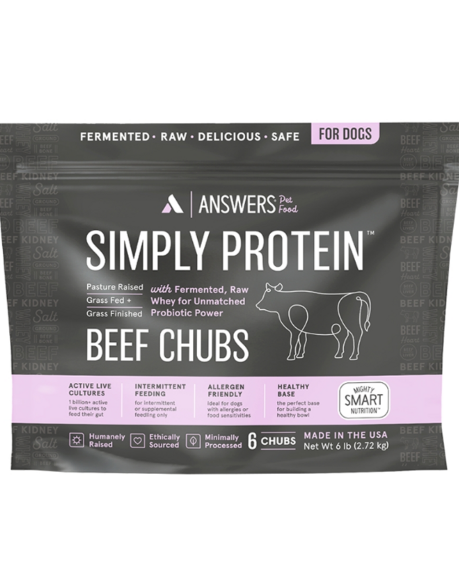 ANSWERS ANSWERS DOG SIMPLY PROTEIN FROZEN BEEF CHUBS 6LBS