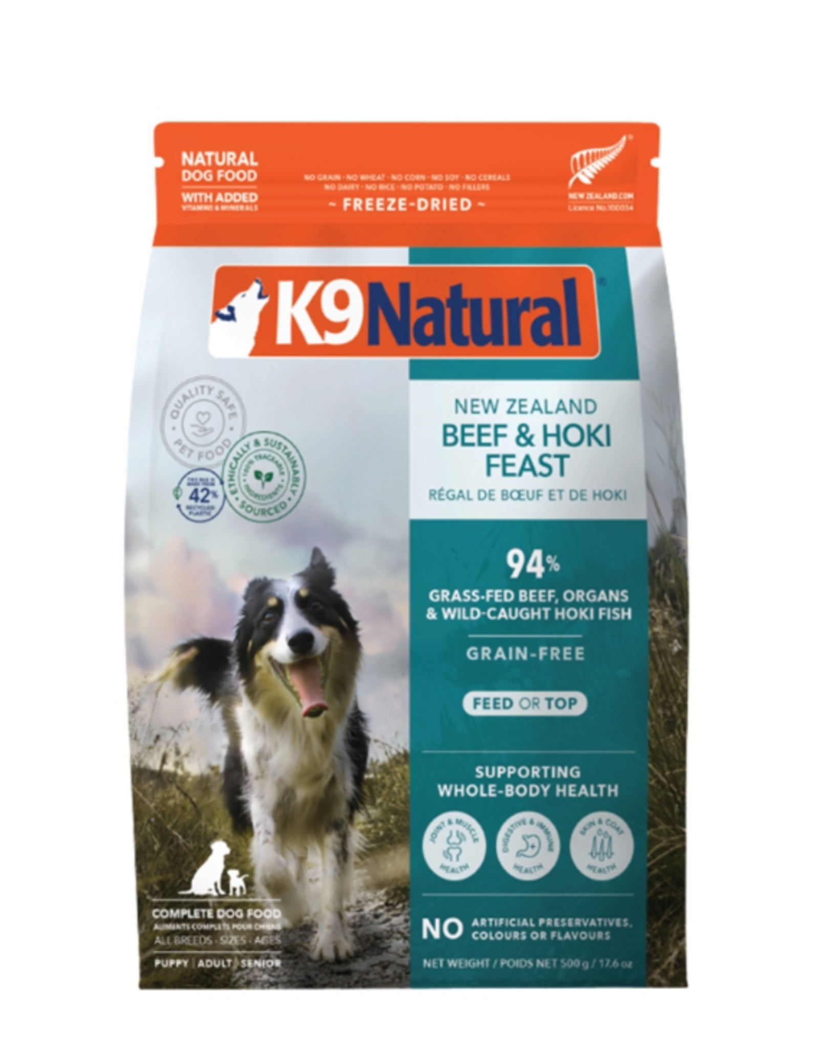 K9 Natural K9 NATURAL DOG FREEZE-DRIED GRAIN FREE NEW ZEALAND HOKI & BEEF FEAST 17.6OZ