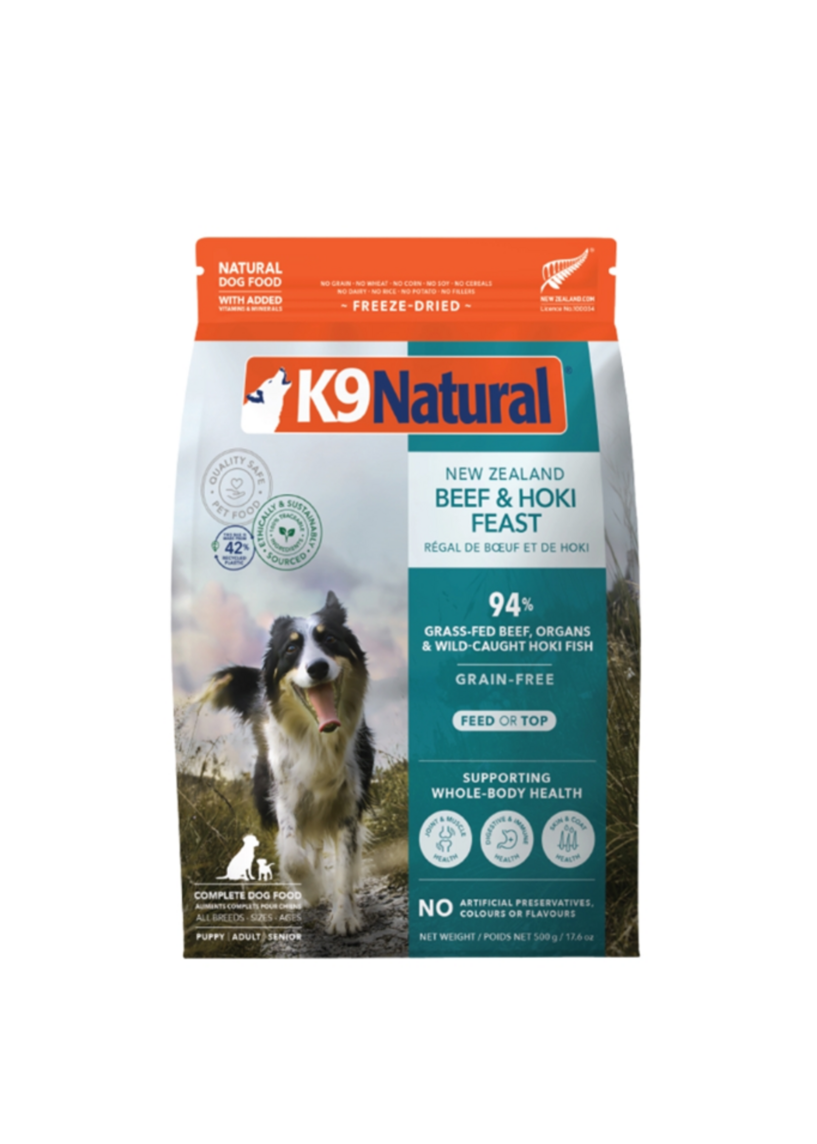 K9 Natural K9 NATURAL DOG FREEZE-DRIED GRAIN FREE NEW ZEALAND HOKI & BEEF FEAST 17.6OZ
