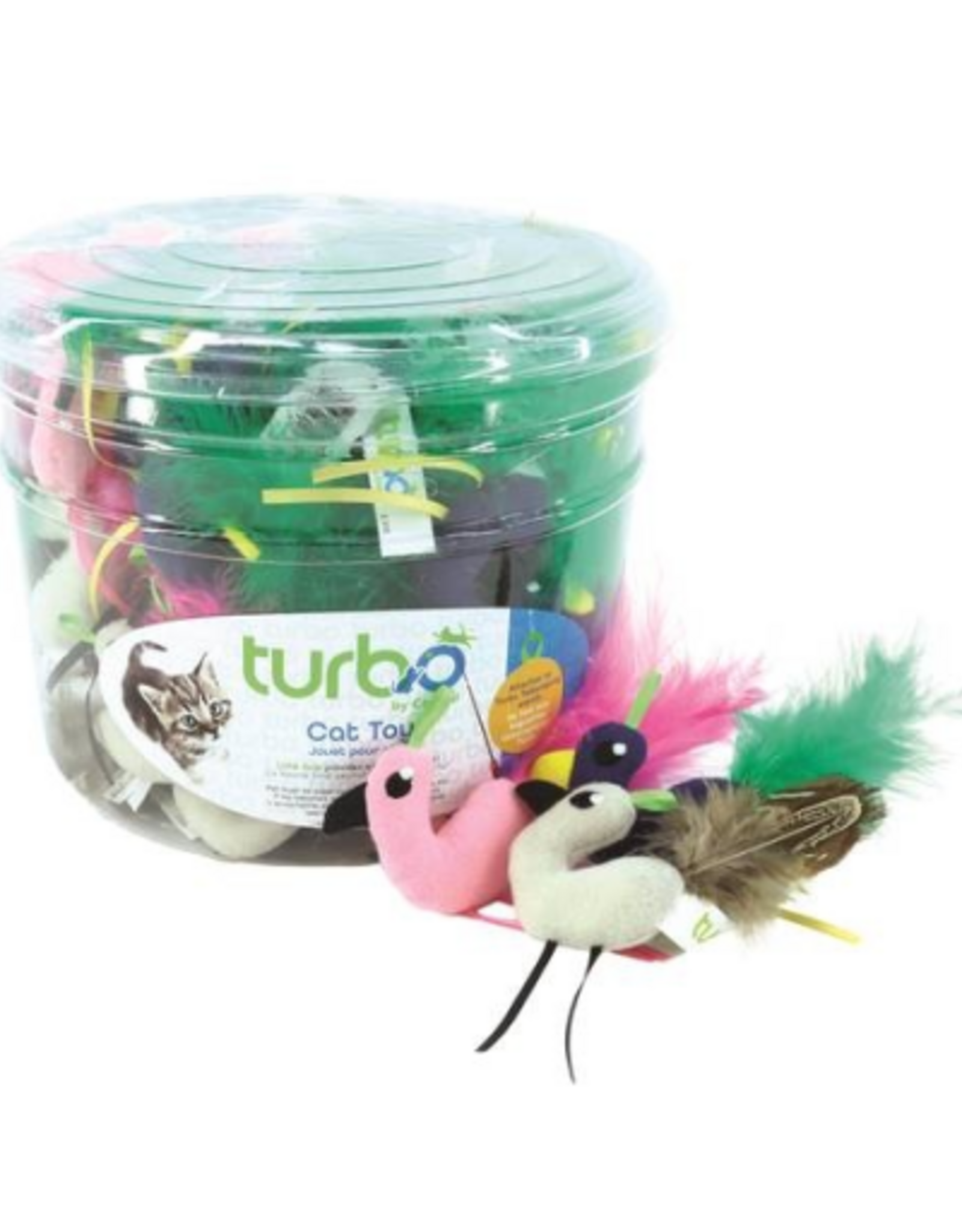 Coastal Pet Products Coastal® Turbo® Birds with Feather Tails and Lime Loop Cat Toy Assortment