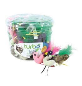 Coastal Pet Products Coastal® Turbo® Birds with Feather Tails and Lime Loop Cat Toy Assortment
