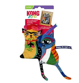 KONG KONG Artz Cats - Crackling Cat Toys with Catnip, Ribbon and Tail (Kahlo/Picasso)