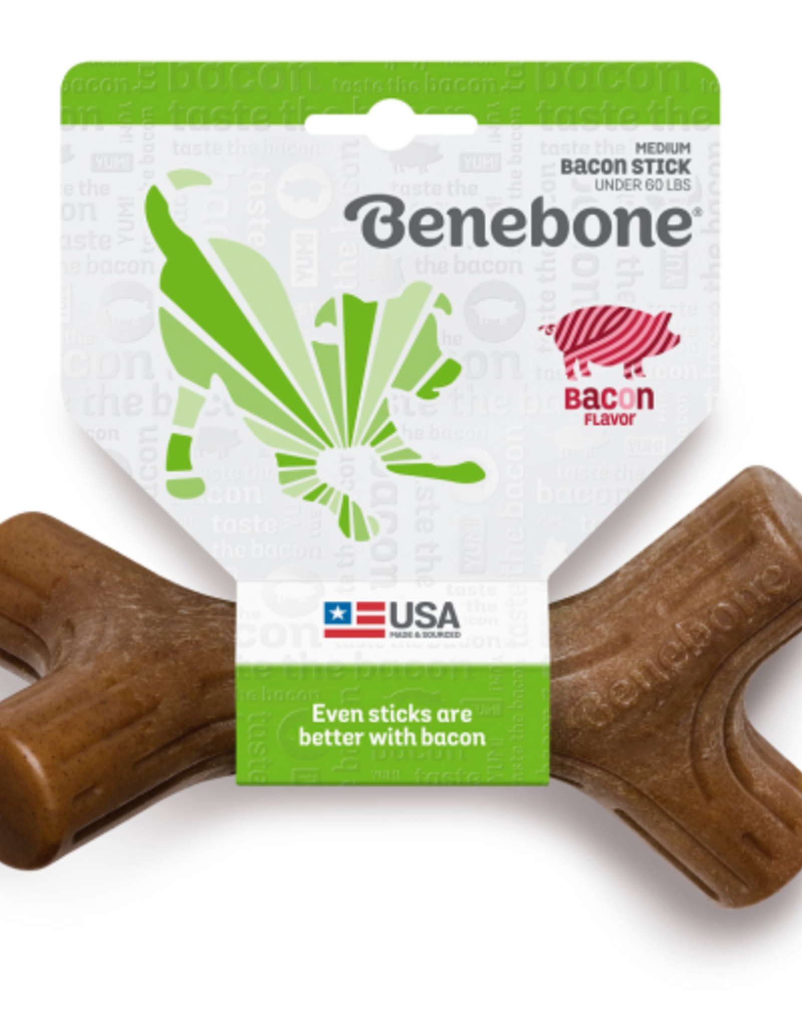 Benebone Benebone Bacon Stick Durable Dog Chew Toy Medium