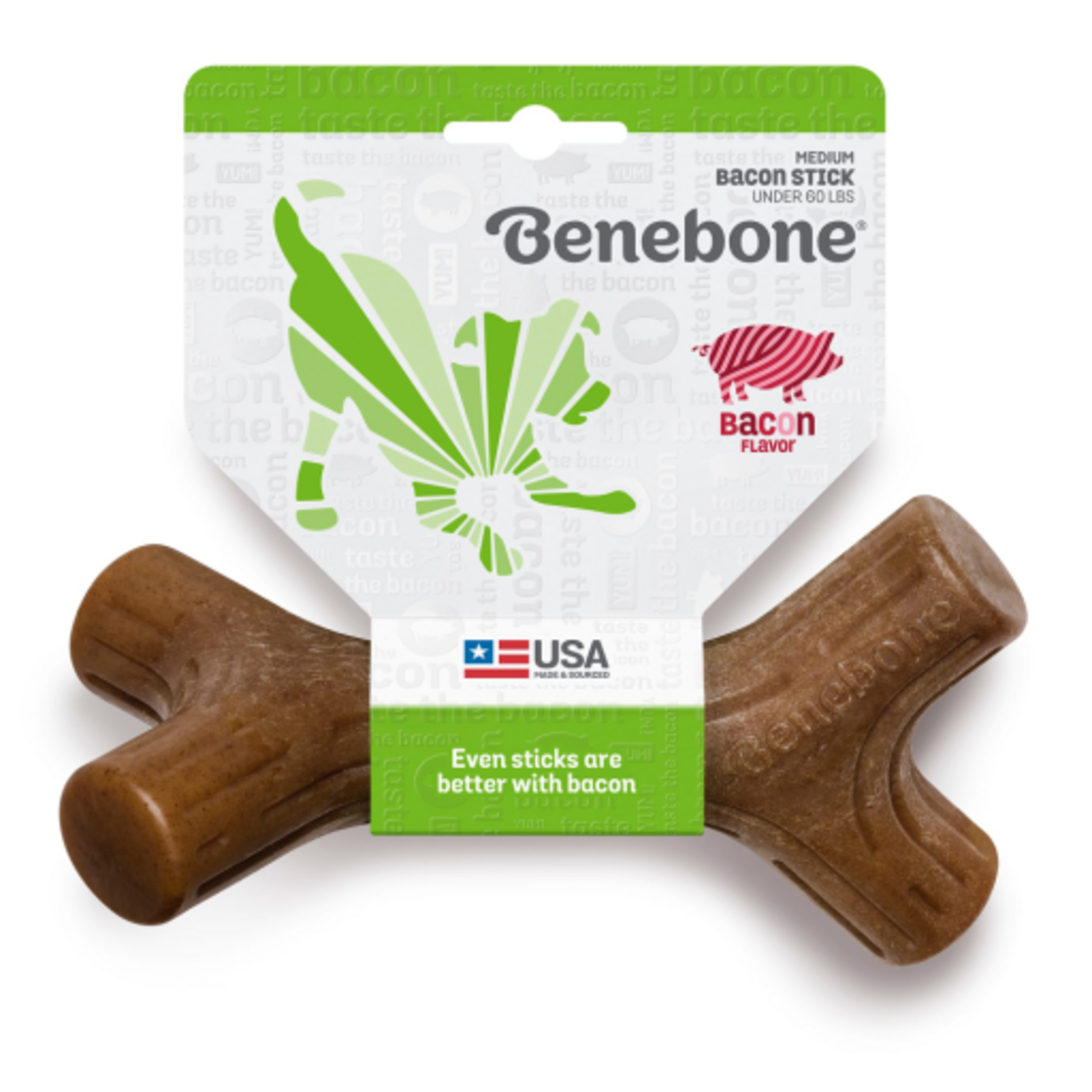 Benebone Benebone Bacon Stick Durable Dog Chew Toy Medium
