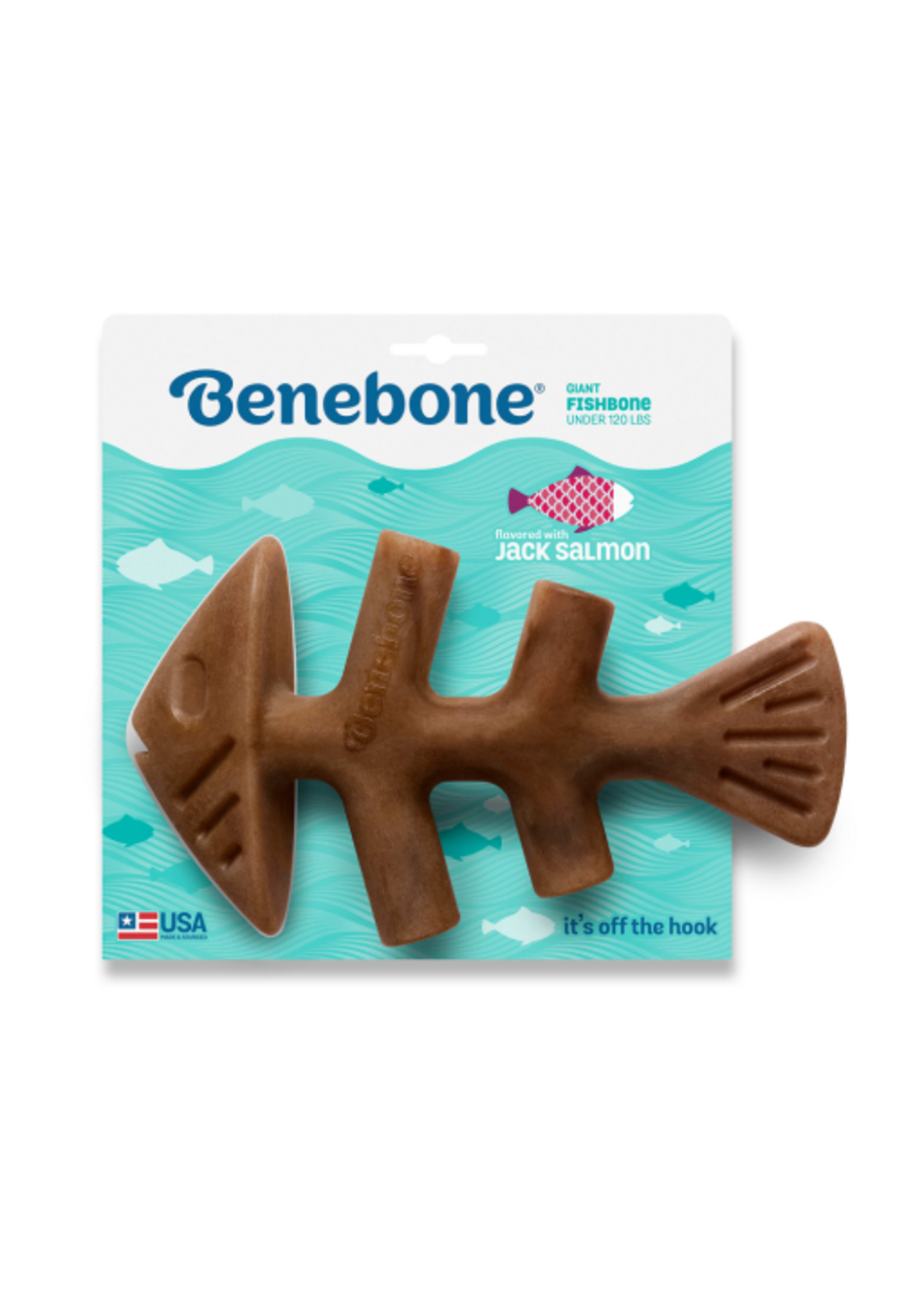 Benebone Benebone Fishbone Durable Dog Chew Toy Real Fish Giant