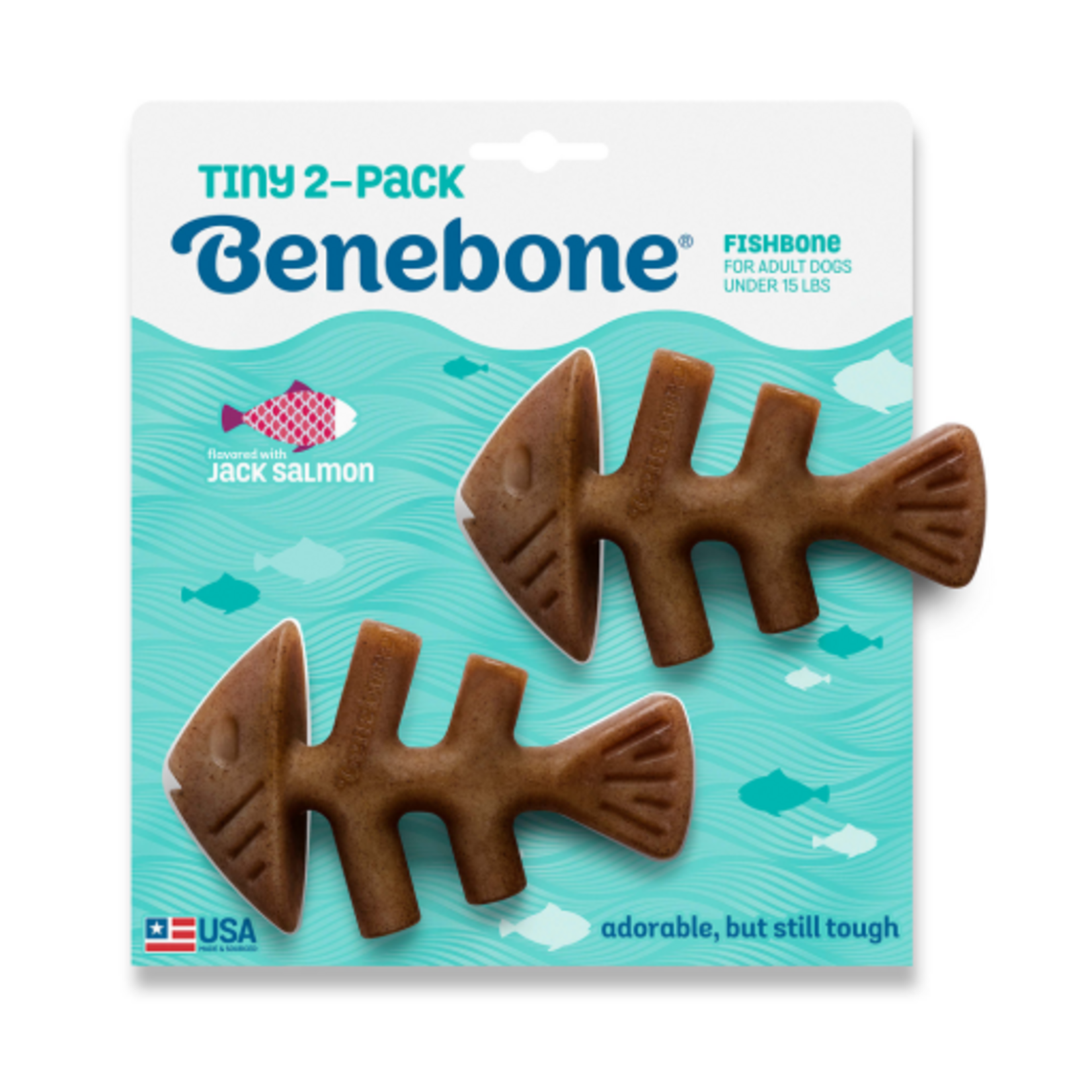 Benebone Benebone Tiny 2-Pack Fishbone Durable Dog Chew Toys Real Fish Flavor