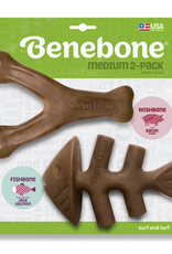 Benebone Benebone Bacon Wishbone/Fishbone Dog Toy Medium Pack of 2