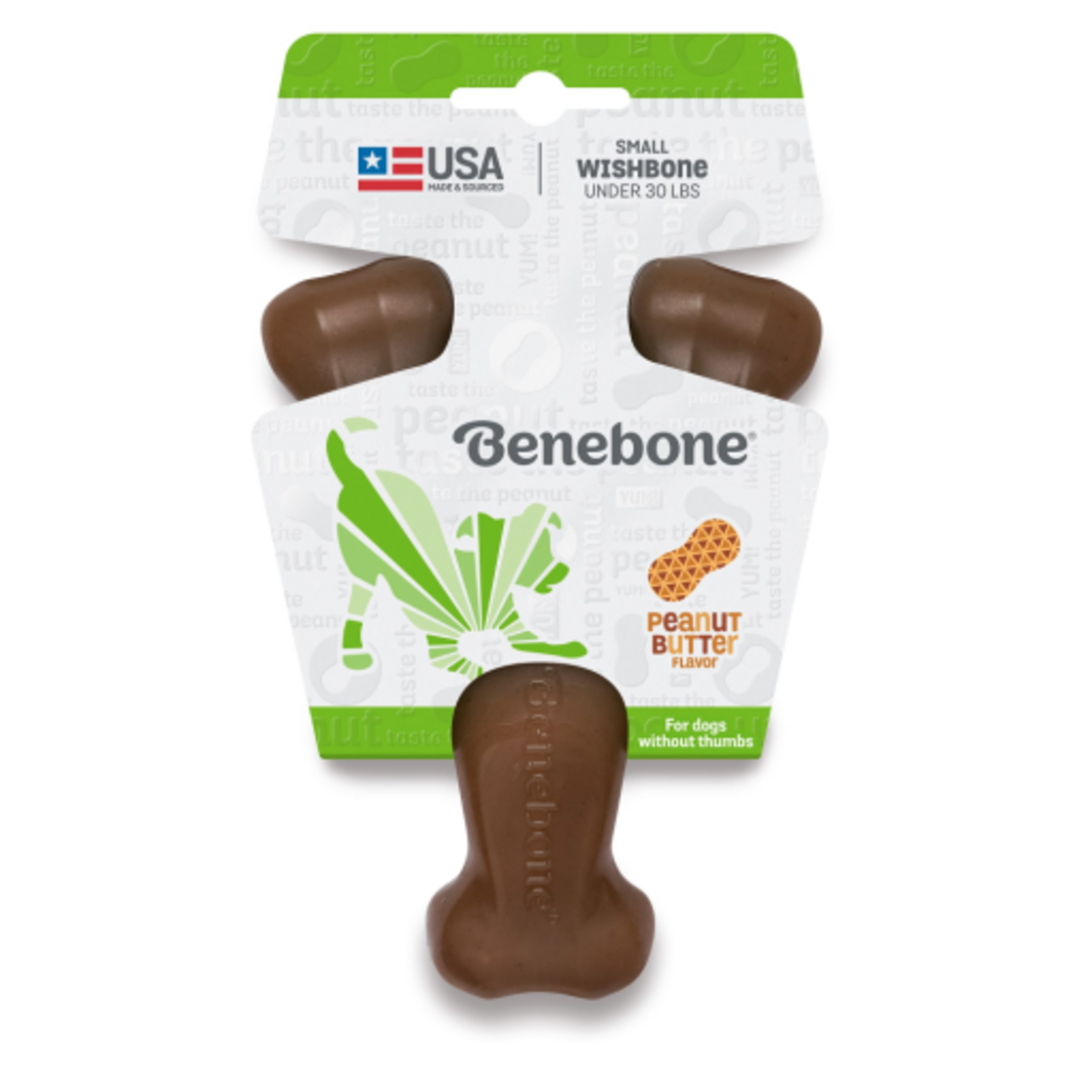 Benebone Benebone Real Peanut Durable Wishbone Dog Chew Toy Small