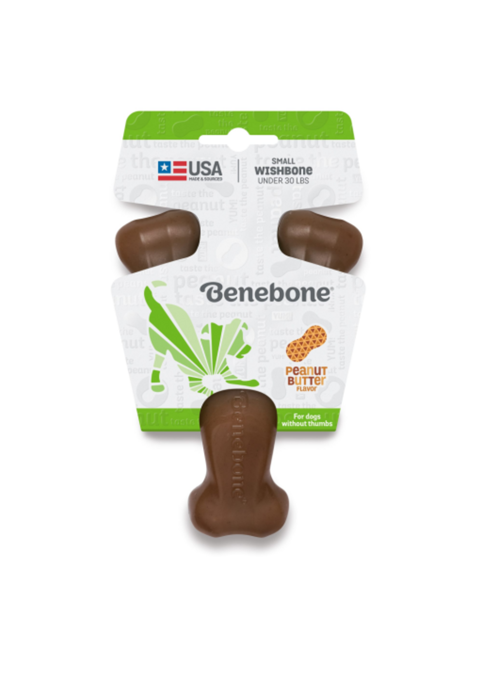 Benebone Benebone Real Peanut Durable Wishbone Dog Chew Toy Small