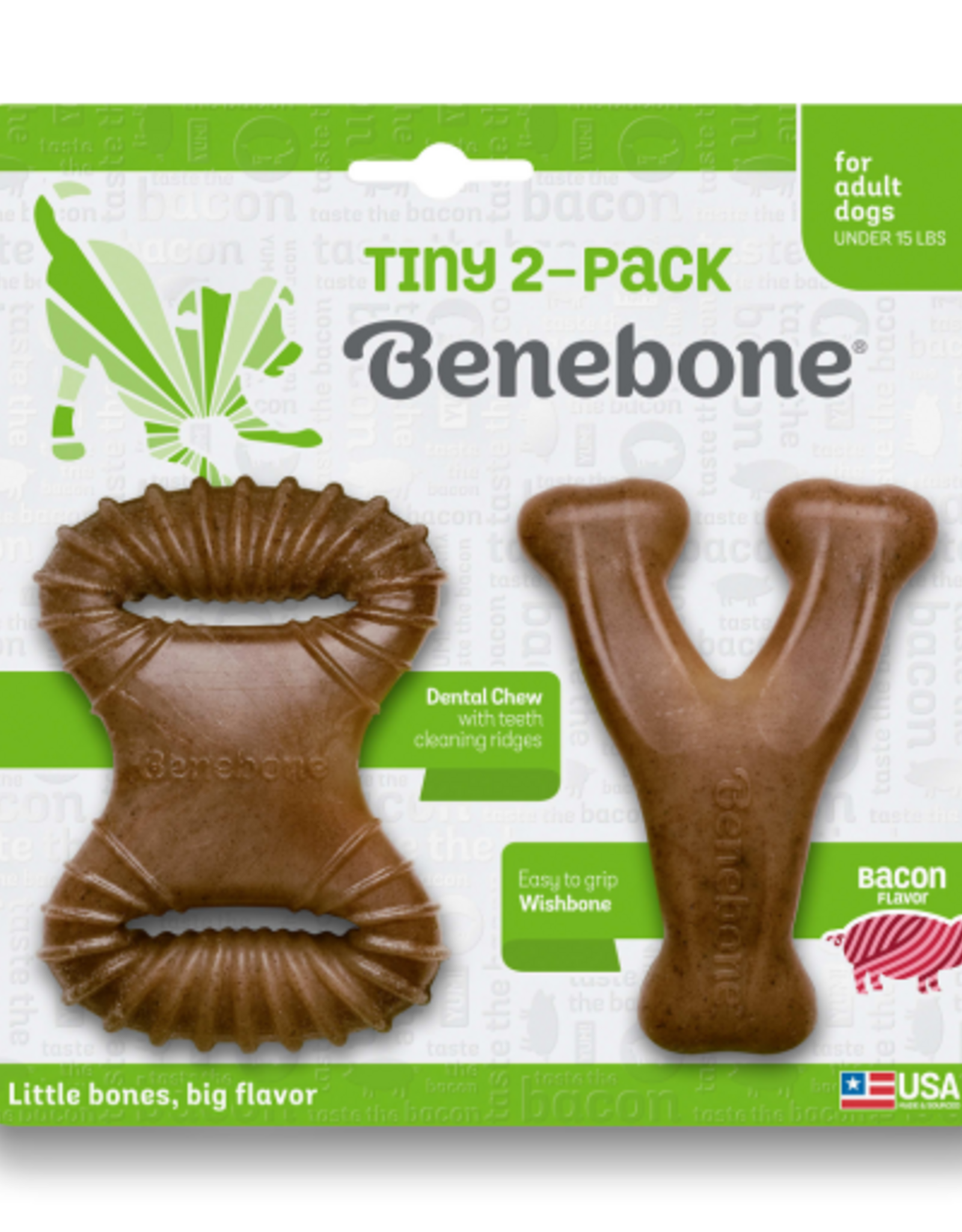 Benebone Benebone 2-Pack Dental Chew/Wishbone Bacon Tiny