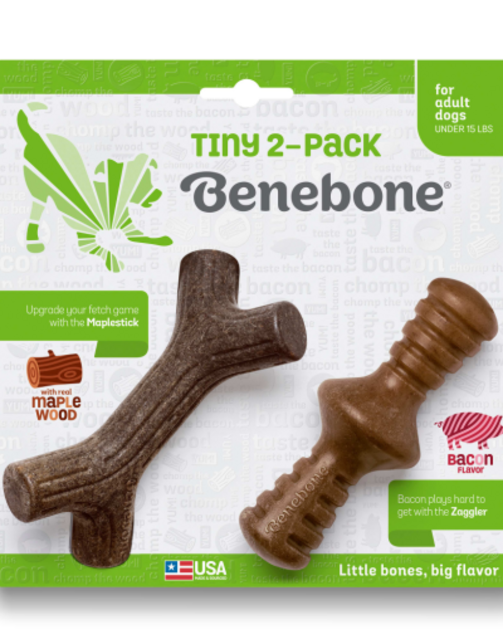 Benebone Benebone 2-Pack Maplestick/Zaggler Bacon Tiny
