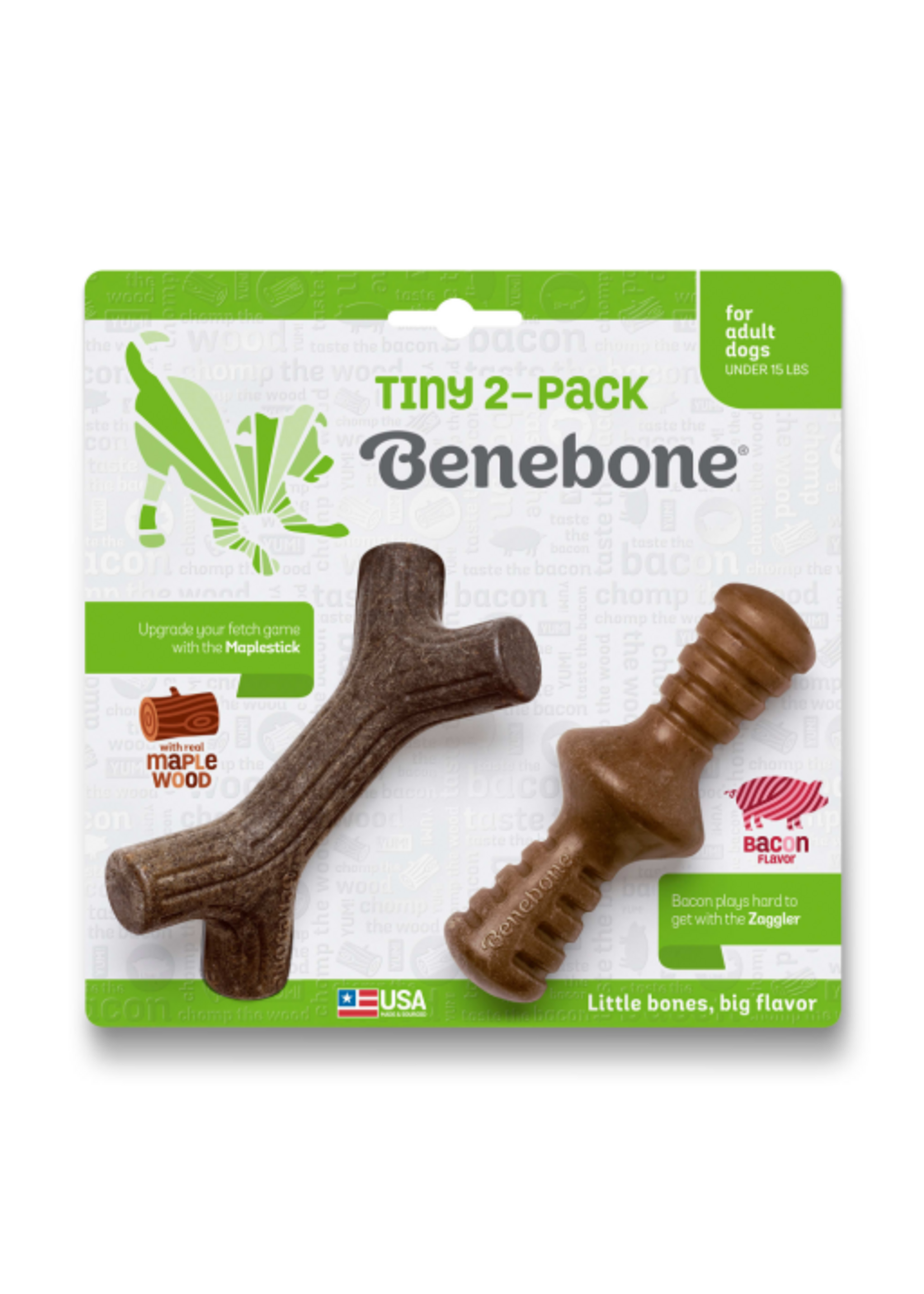 Benebone Benebone 2-Pack Maplestick/Zaggler Bacon Tiny