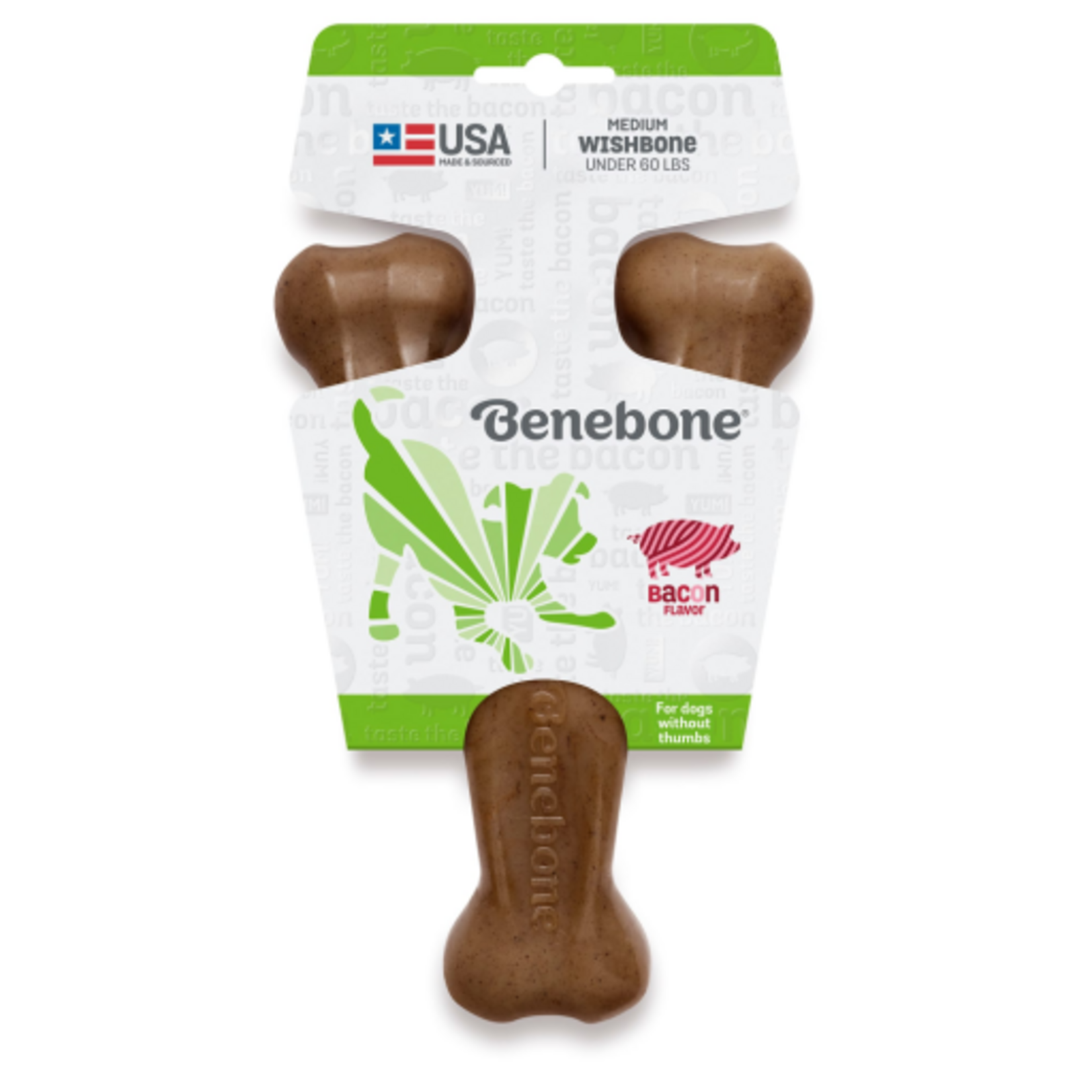 Benebone Benebone Real Bacon Durable Wishbone Dog Chew Toy Medium