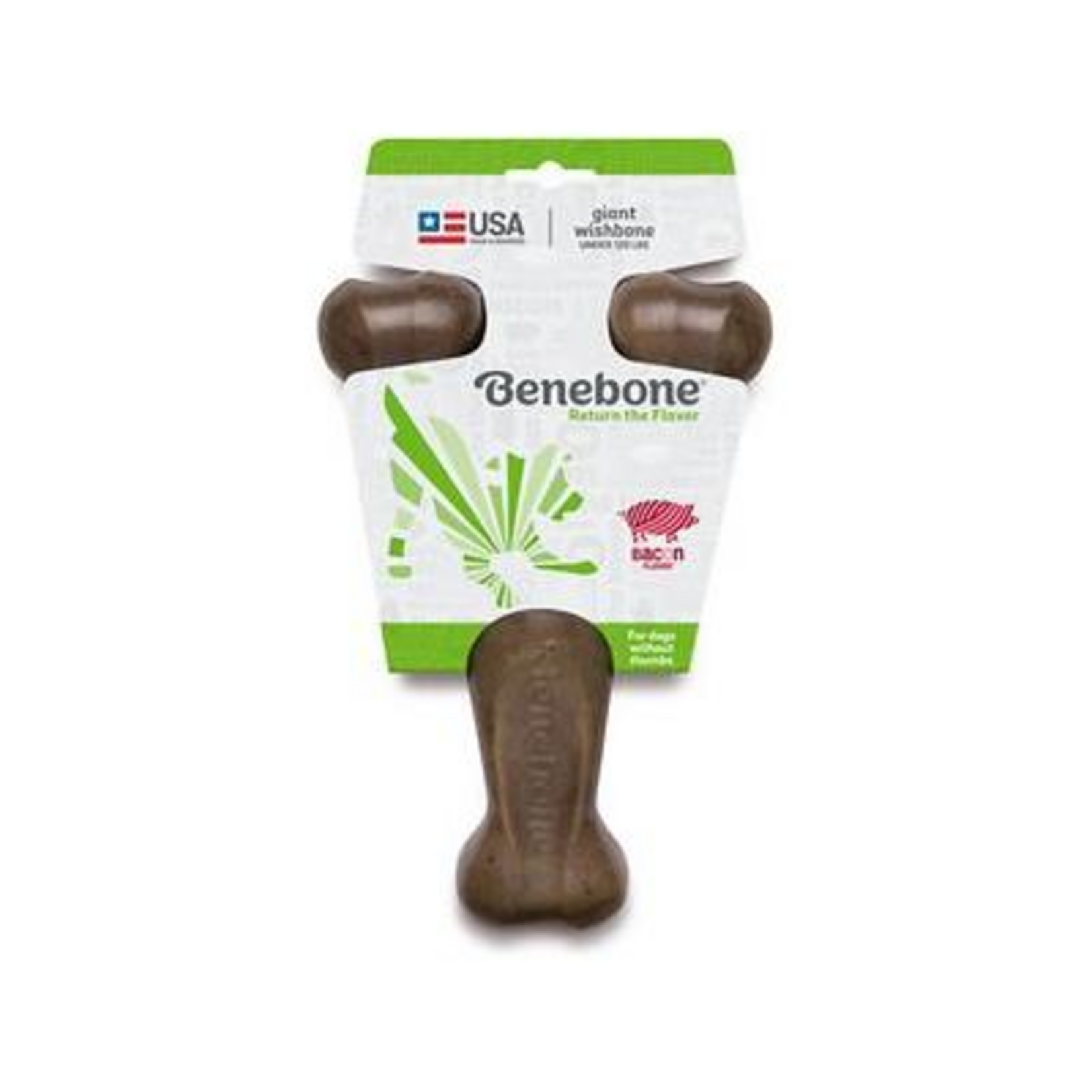 Benebone Benebone Real Bacon Durable Wishbone Dog Chew Toy Giant