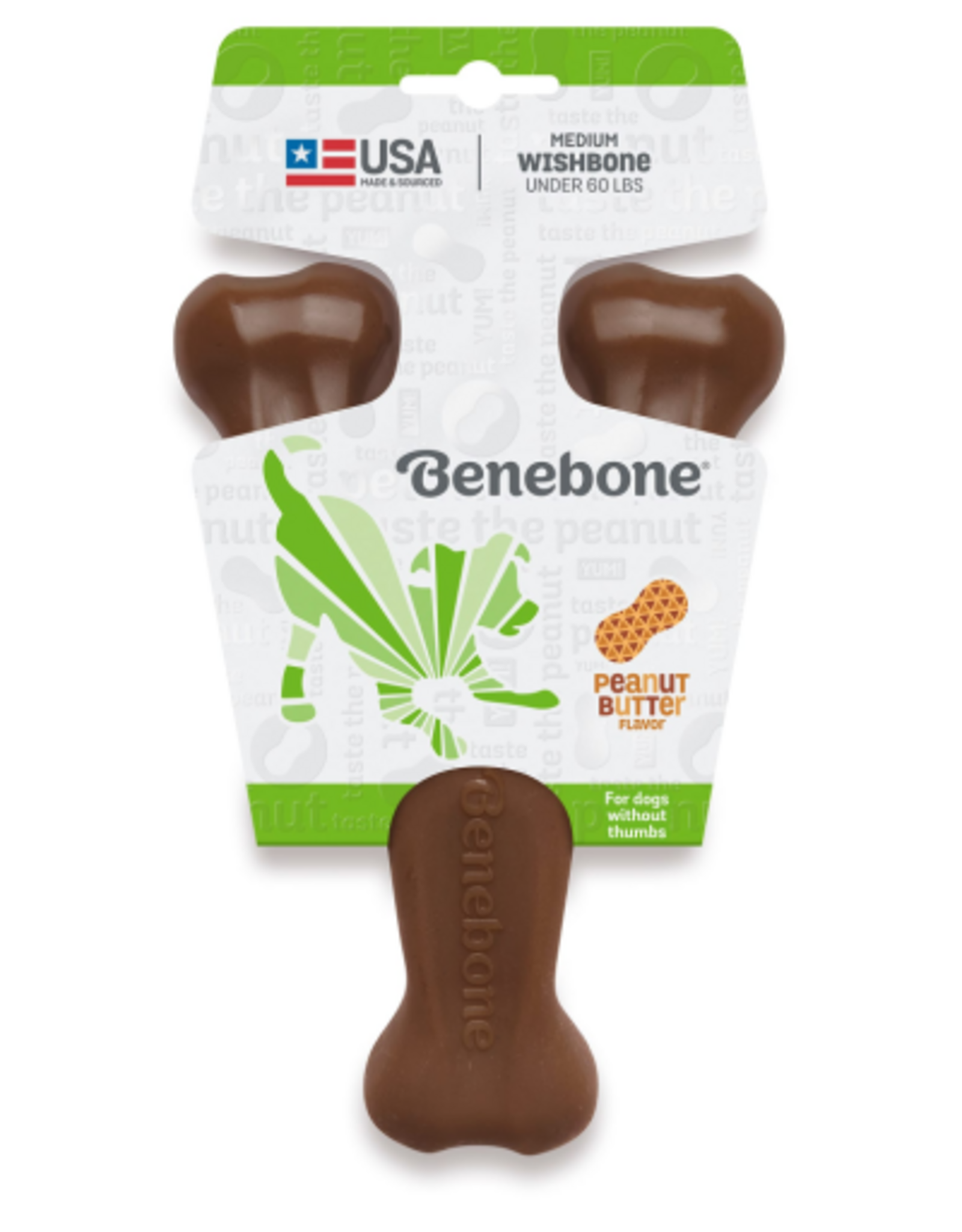 Benebone Benebone Real Peanut Durable Wishbone Dog Chew Toy Medium