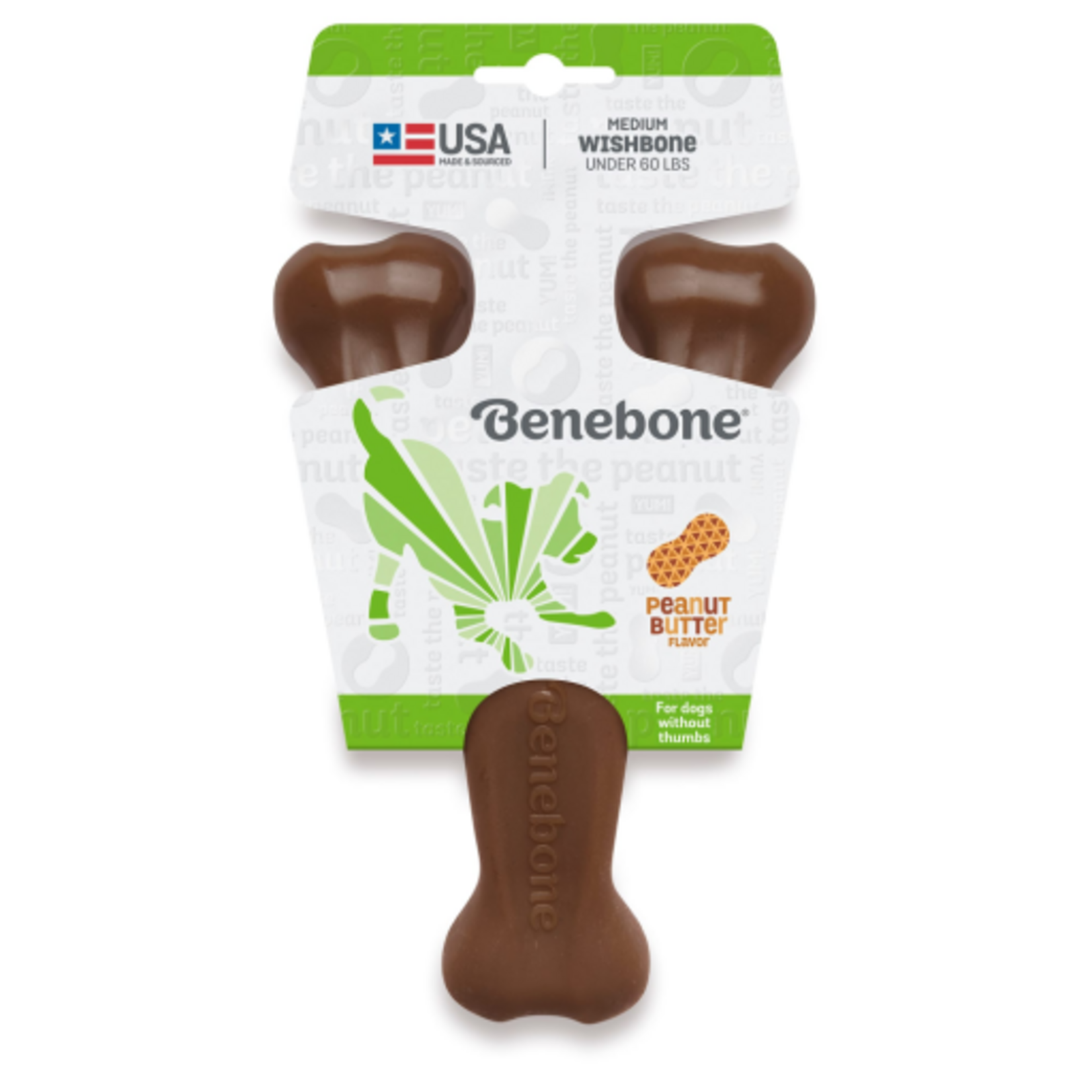 Benebone Benebone Real Peanut Durable Wishbone Dog Chew Toy Medium
