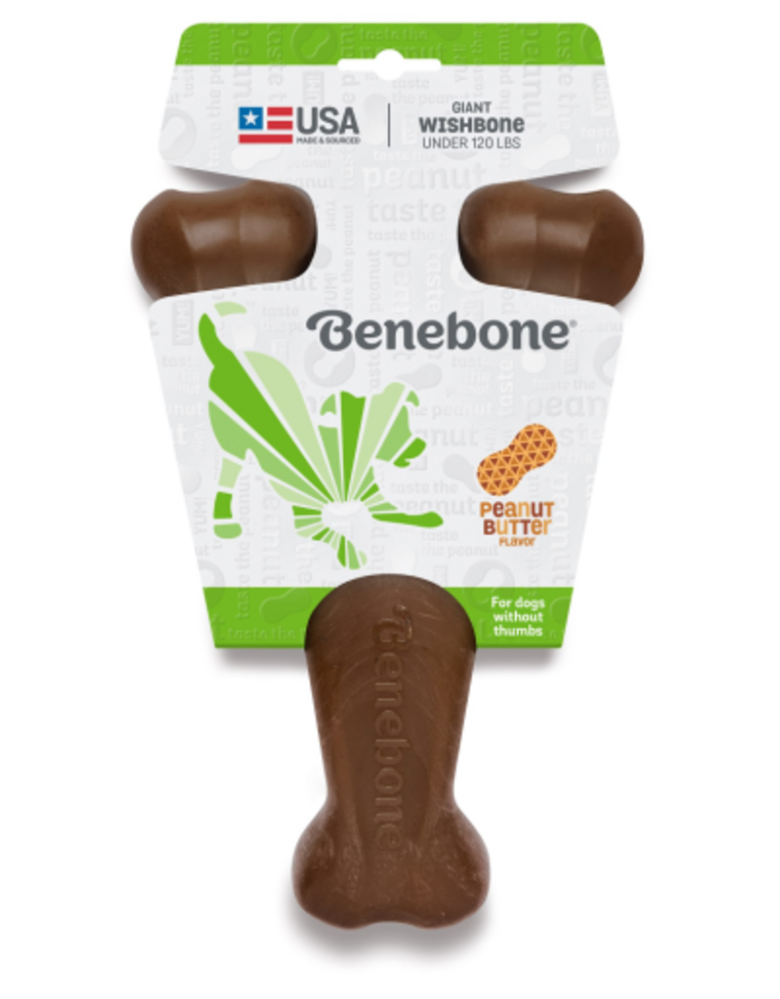 Benebone Benebone Wishbone Durable Dog Chew Toy Giant Real Peanut Flavor