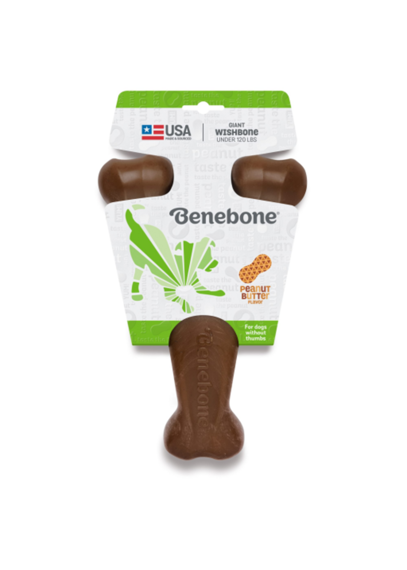 Benebone Benebone Wishbone Durable Dog Chew Toy Giant Real Peanut Flavor