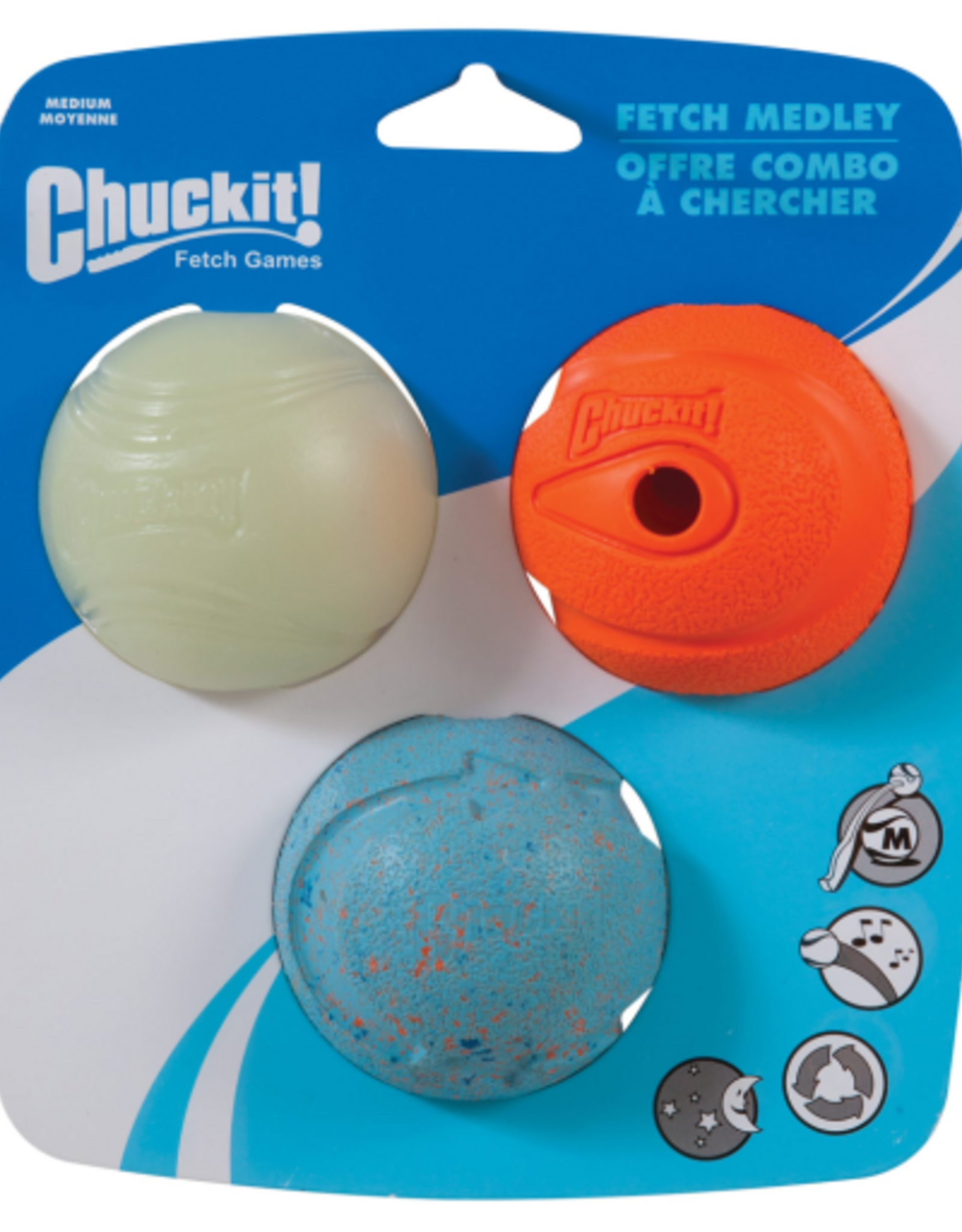 Petmate Chuckit! Fetch Medley Rubber Dog Ball Dog Toys Medium (2.5 ) Pack of 3
