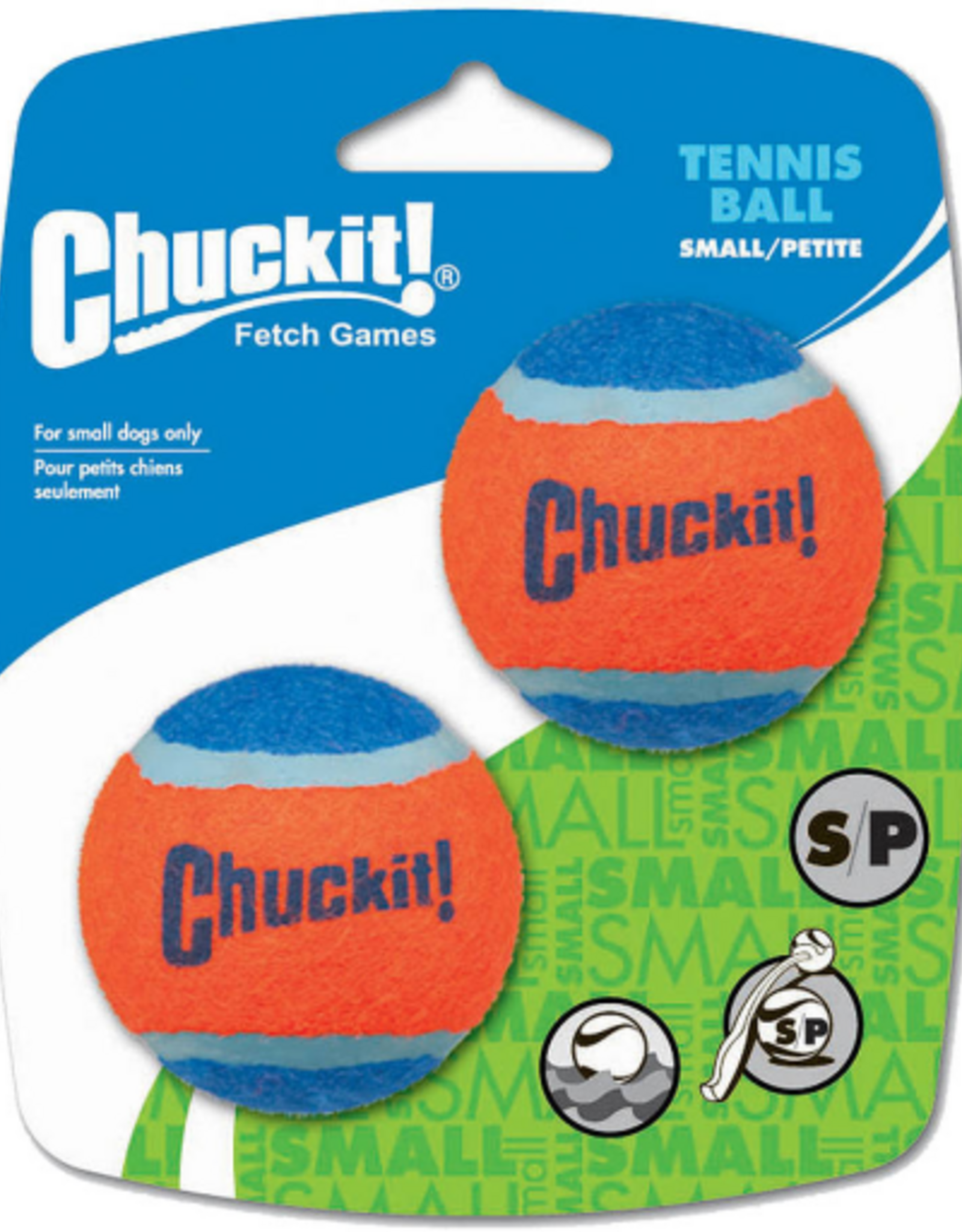 Petmate Chuckit! Dog Tennis Ball Dog Toy Small (2 Inch Diameter) for dogs 0-20 lbs Pack of 2