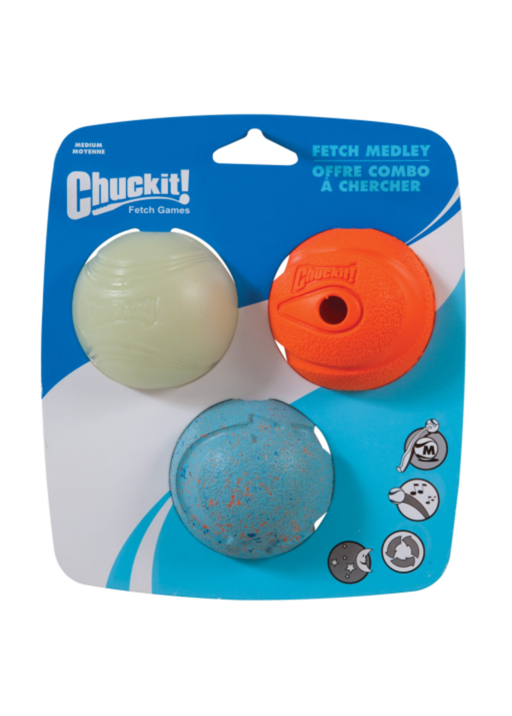 Chuckit! Chuckit! Fetch Medley Rubber Dog Ball Dog Toys Medium (2.5 ) Pack of 3