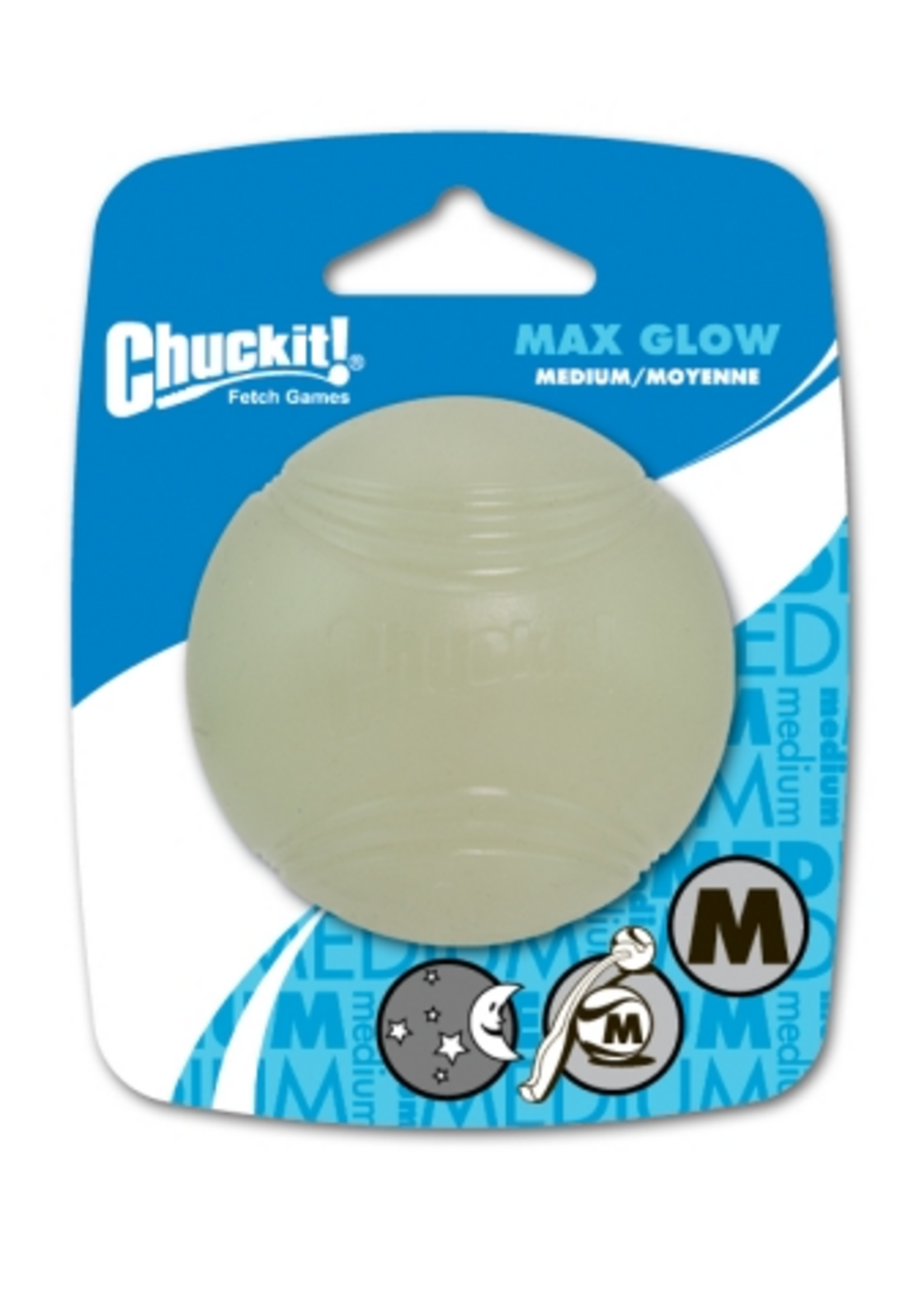 Chuckit! Chuckit! Max Glow Rubber Ball, Medium, White