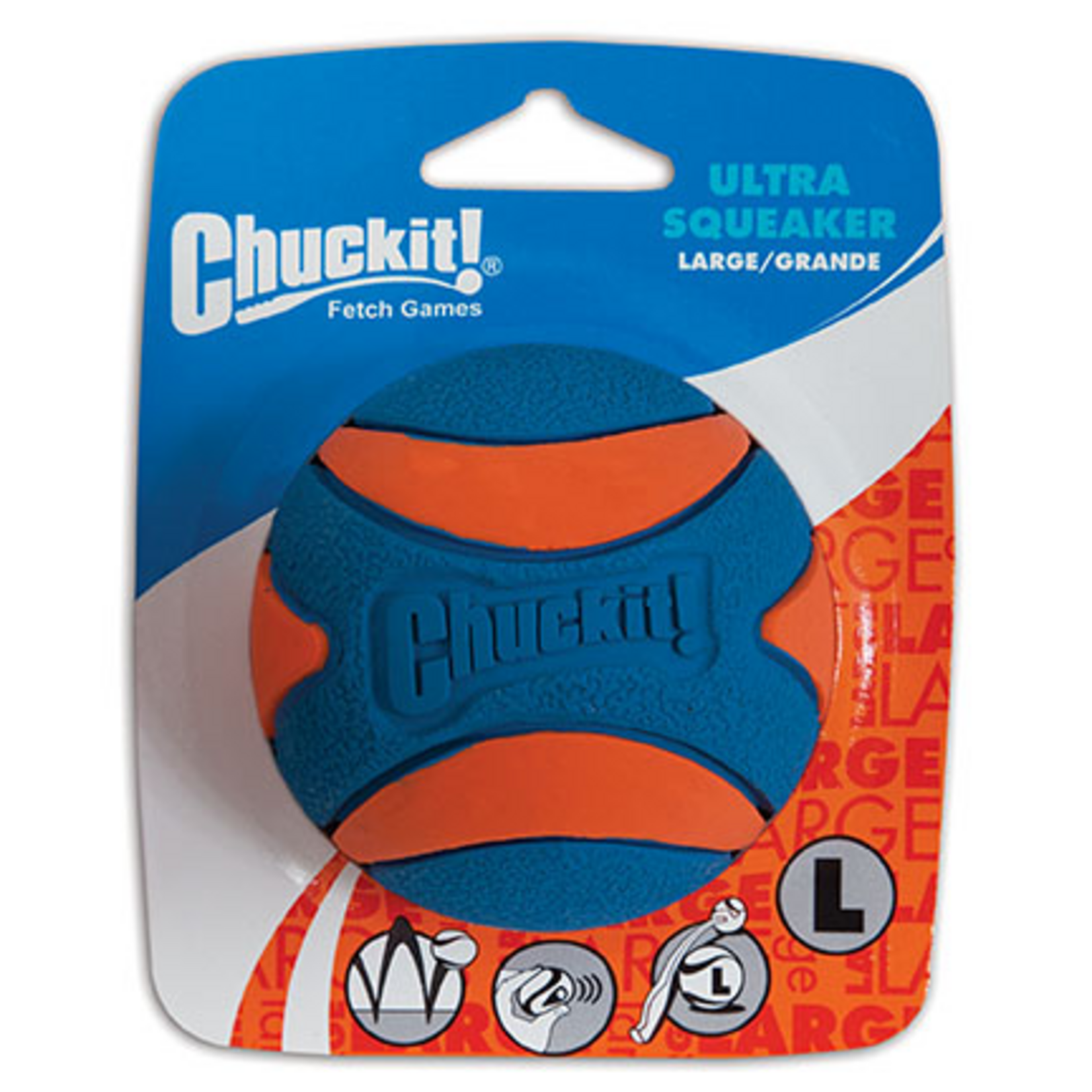 Chuckit! Chuckit! Ultra Squeaker Rubber Ball Fetch Dog Toy Large (3 ) for Dogs 60-100 lb Pack of 1