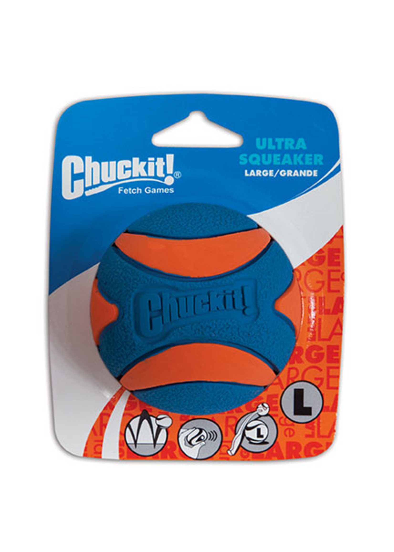 Chuckit! Chuckit! Ultra Squeaker Rubber Ball Fetch Dog Toy Large (3 ) for Dogs 60-100 lb Pack of 1
