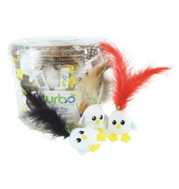 Coastal Pet Products Coastal® Turbo® Chicken Egg with Feathers and Limp Loop Cat Toy Assortment