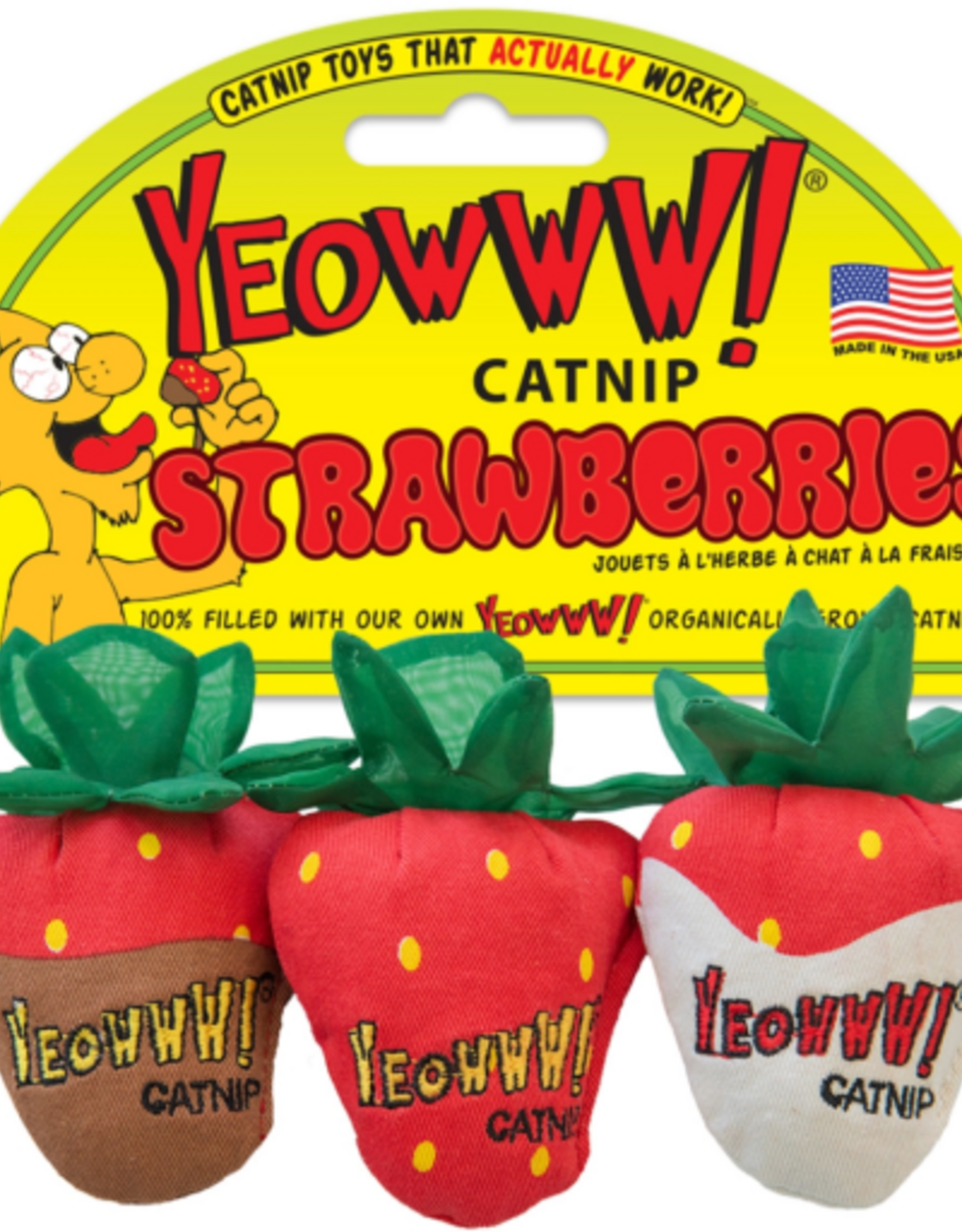 Yeowww! Yeowww! Strawberry Catnip Cat Toy Multi, 3 pk