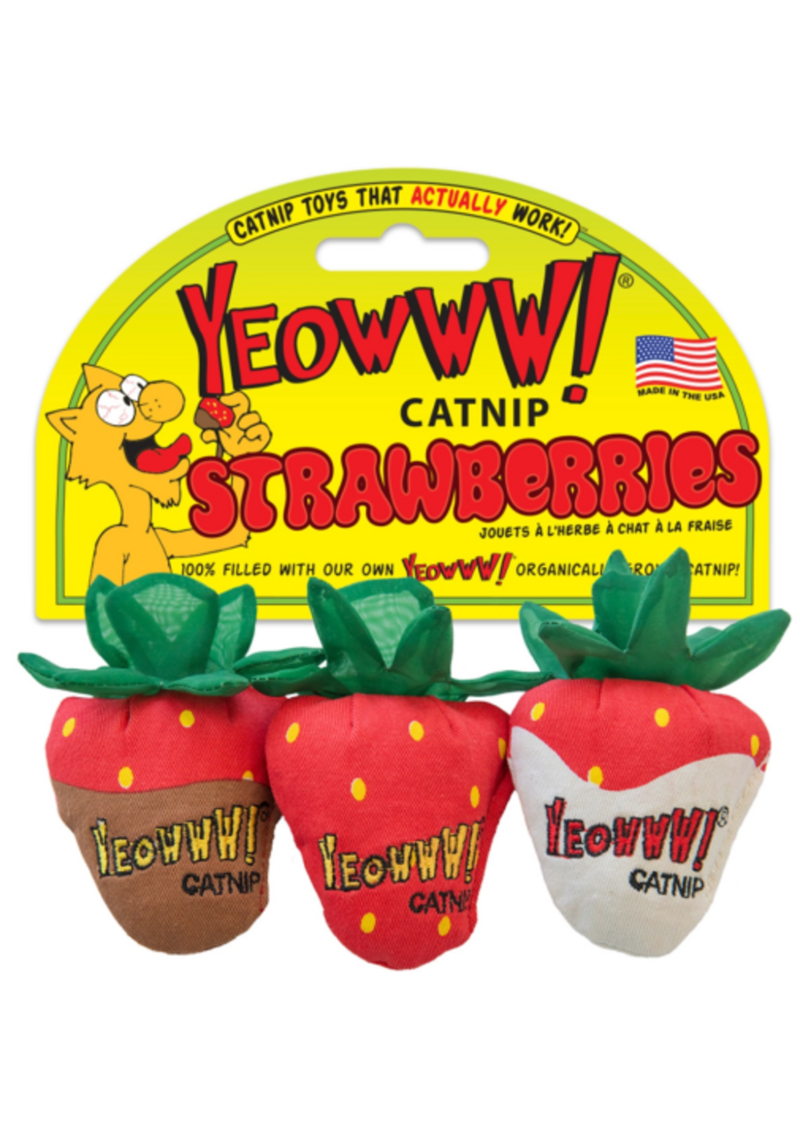 Yeowww! Yeowww! Strawberry Catnip Cat Toy Multi, 3 pk