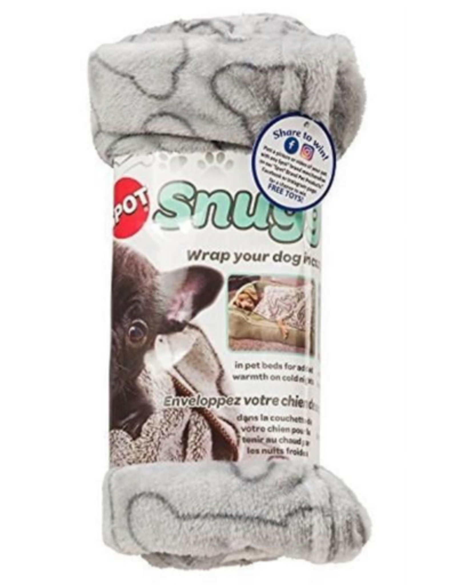 Ethical Pet Ethical Pet 40 x 58 in. Snuggler Bones Blanket Gray