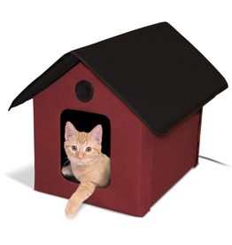 K&H Pet Products K&H Pet Products Outdoor Heated Kitty House Cat Shelter Red/Black 19 X 22 X 17 Inches