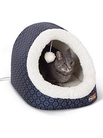 K&H Pet Products K&H Pet Products Thermo-Pet Cave Cat Bed Heated Navy/Geo Flower 17 X 15 X 13 Inches