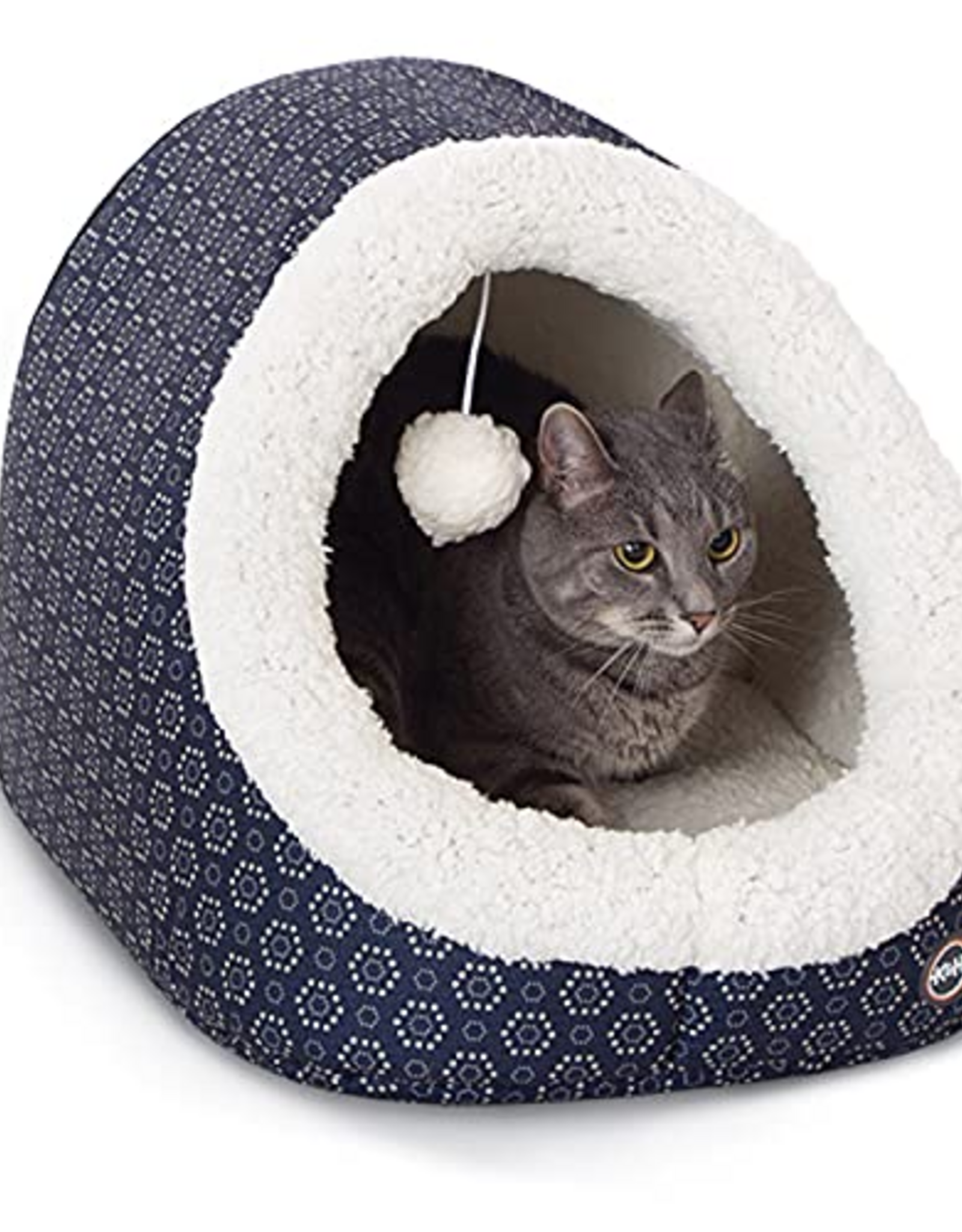K&H Pet Products K&H Pet Products Thermo-Pet Cave Cat Bed Heated Navy/Geo Flower 17 X 15 X 13 Inches