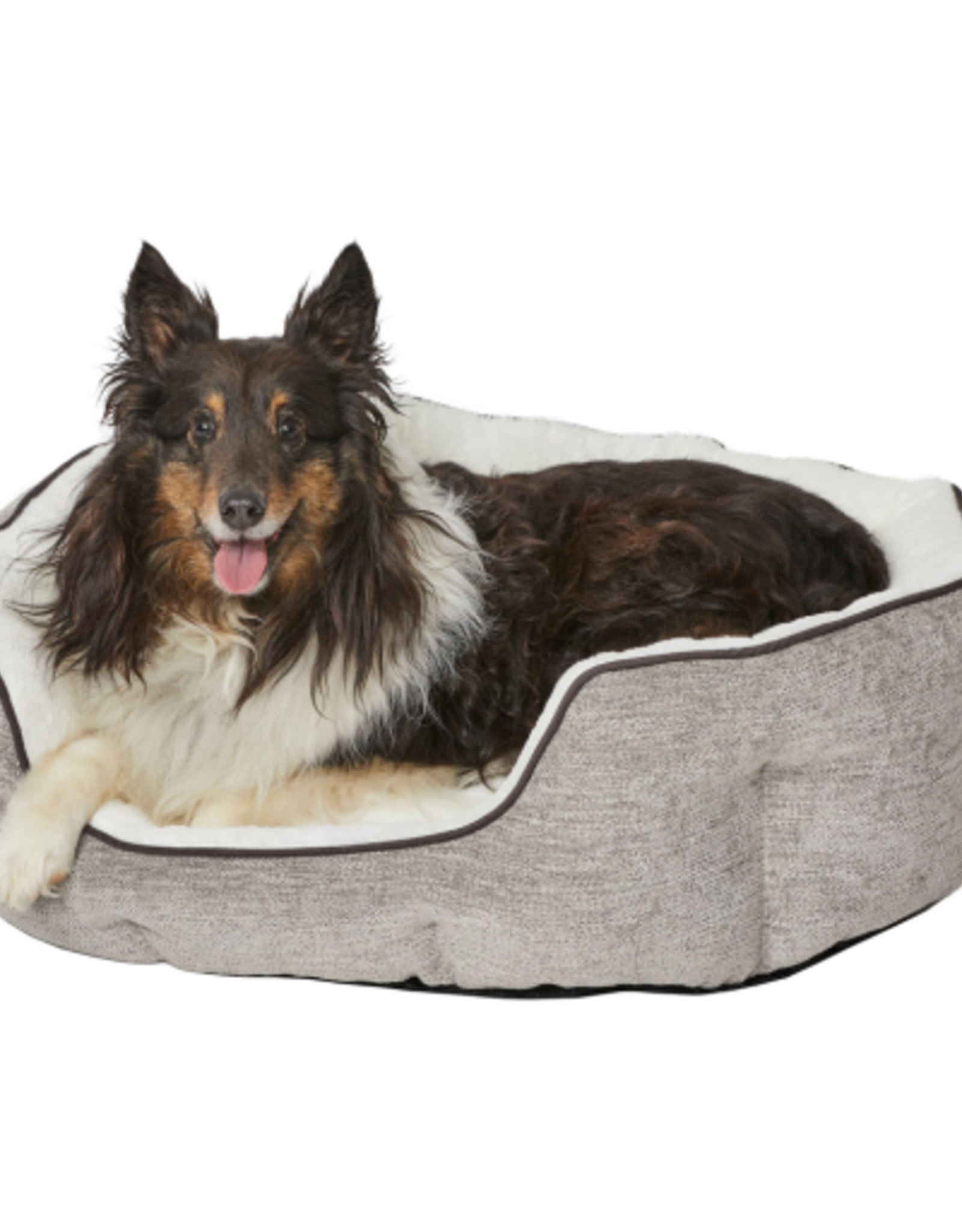 MidWest Quiet Time Deluxe Tulip Nesting Dog Bed, 26 L X 22.5 W X 10.25 H, Taupe, Small, Brown/ White
