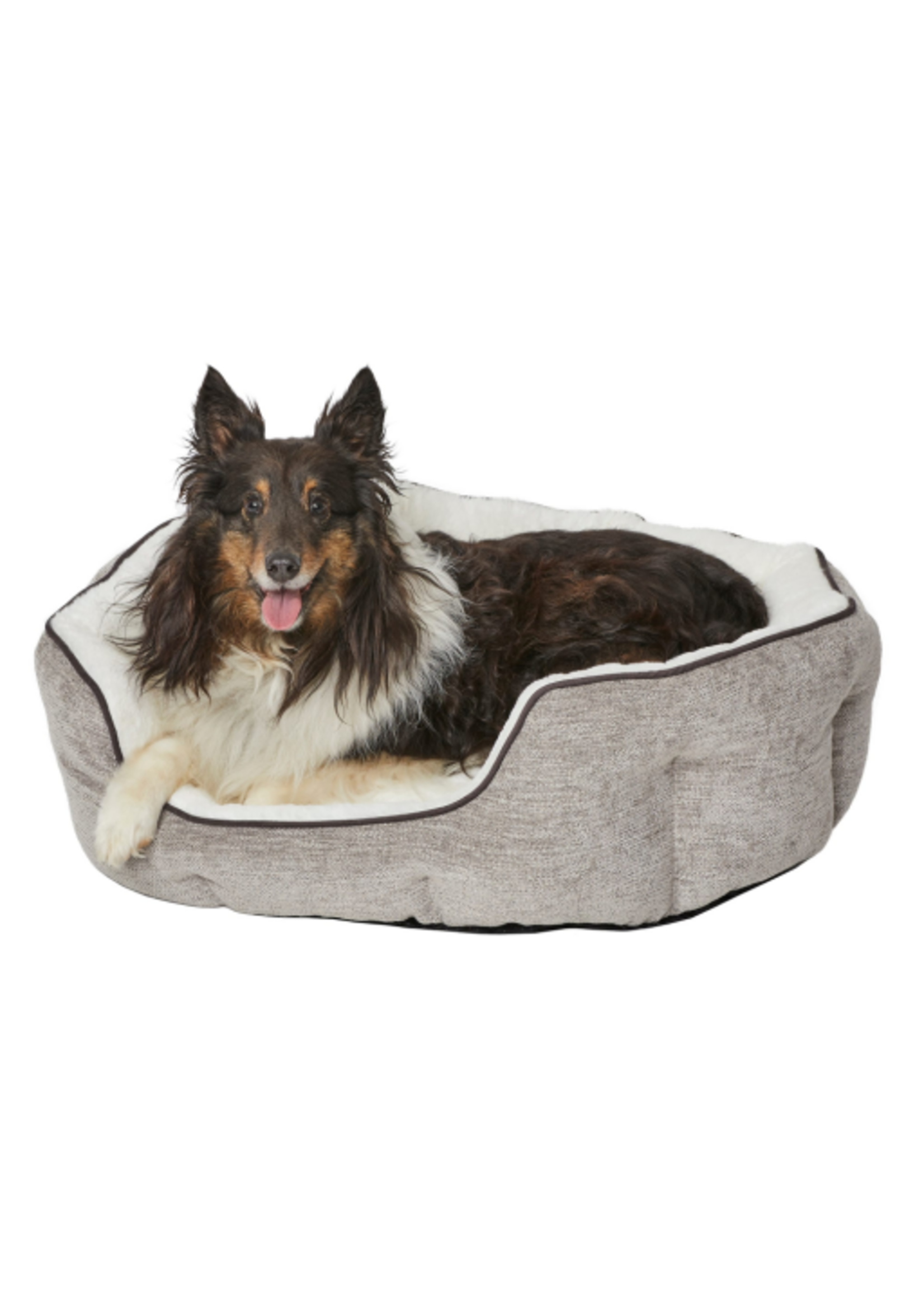 MidWest Quiet Time Deluxe Tulip Nesting Dog Bed, 26 L X 22.5 W X 10.25 H, Taupe, Small, Brown/ White