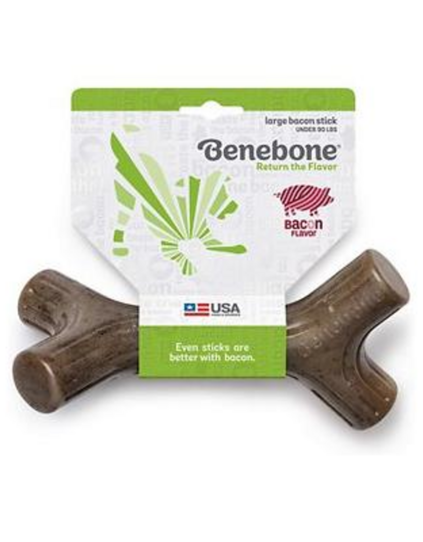 Benebone Benebone Bacon Stick Durable Dog Chew Toy Large