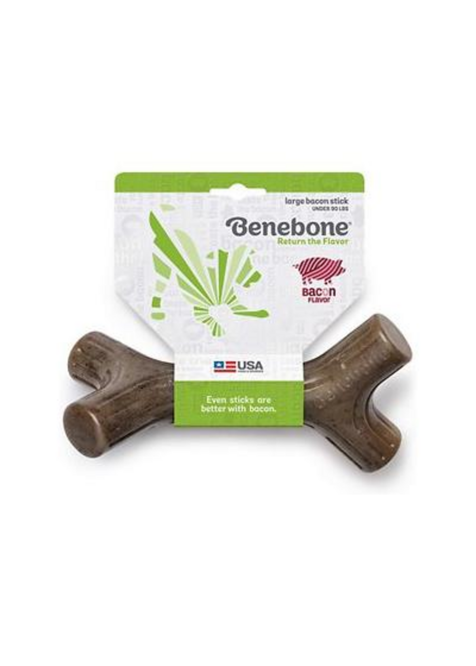 Benebone Benebone Bacon Stick Durable Dog Chew Toy Large