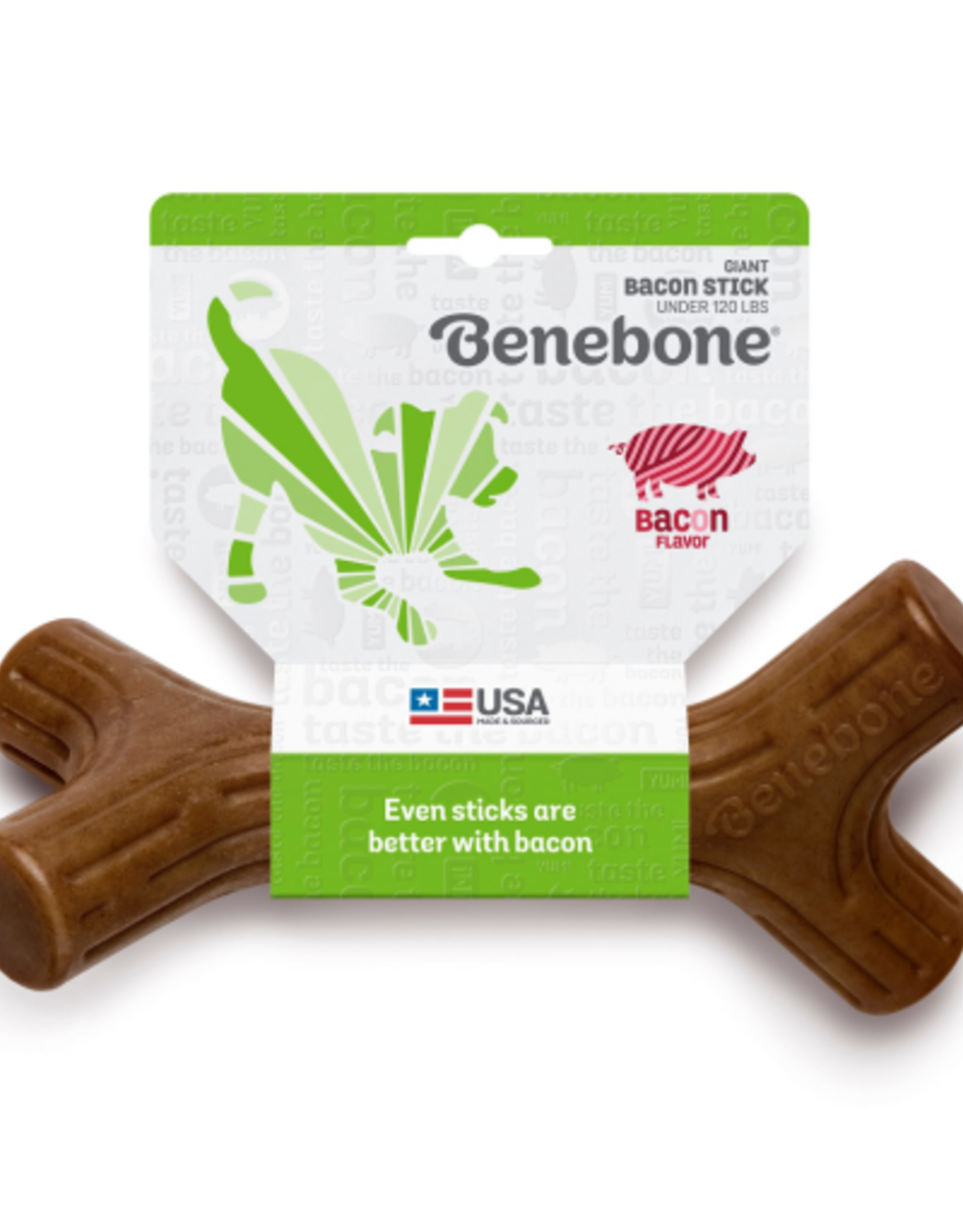 Benebone Benebone Bacon Stick Real Wood Durable Dog Chew Toy Giant
