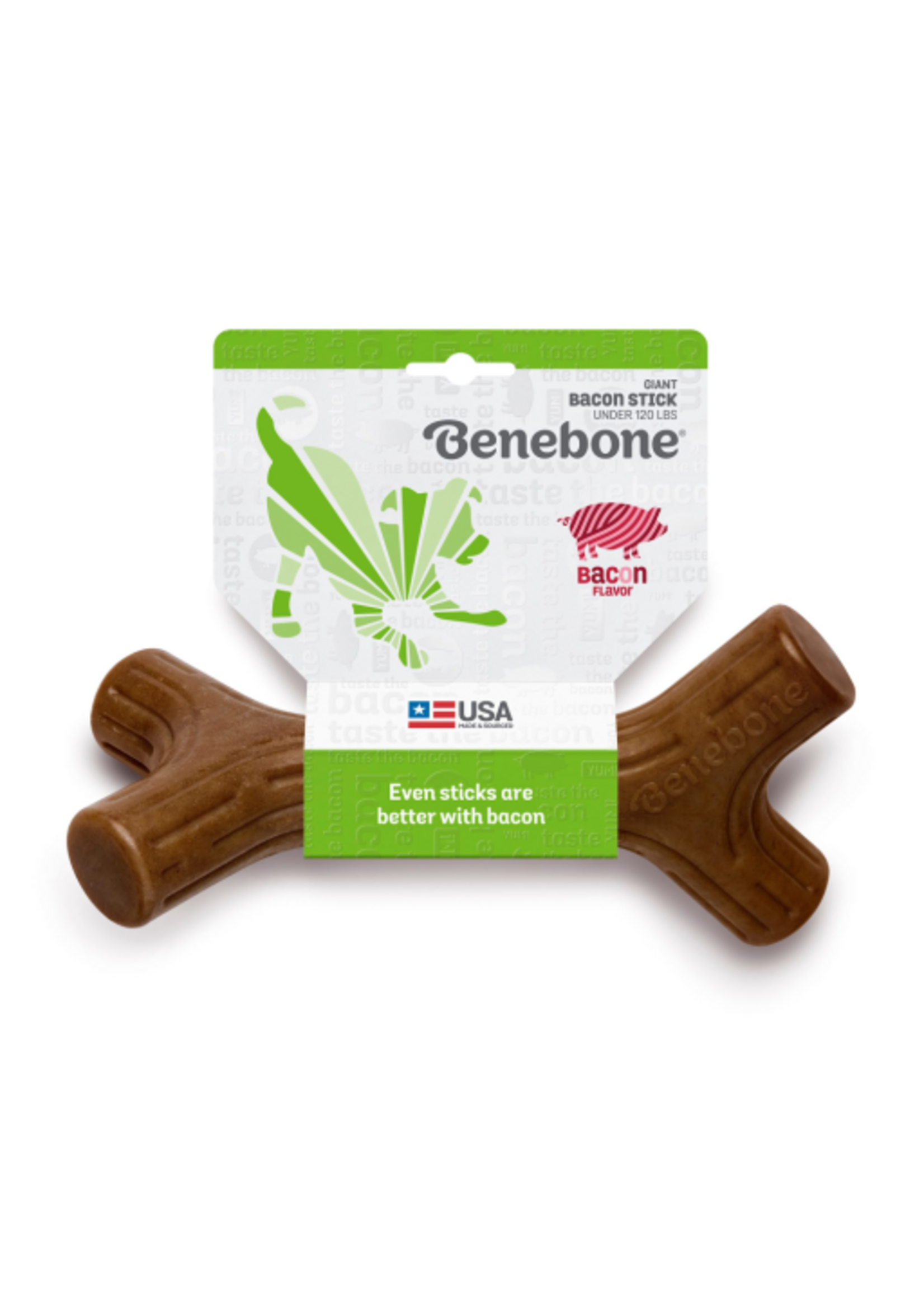 Benebone Benebone Bacon Stick Real Wood Durable Dog Chew Toy Giant
