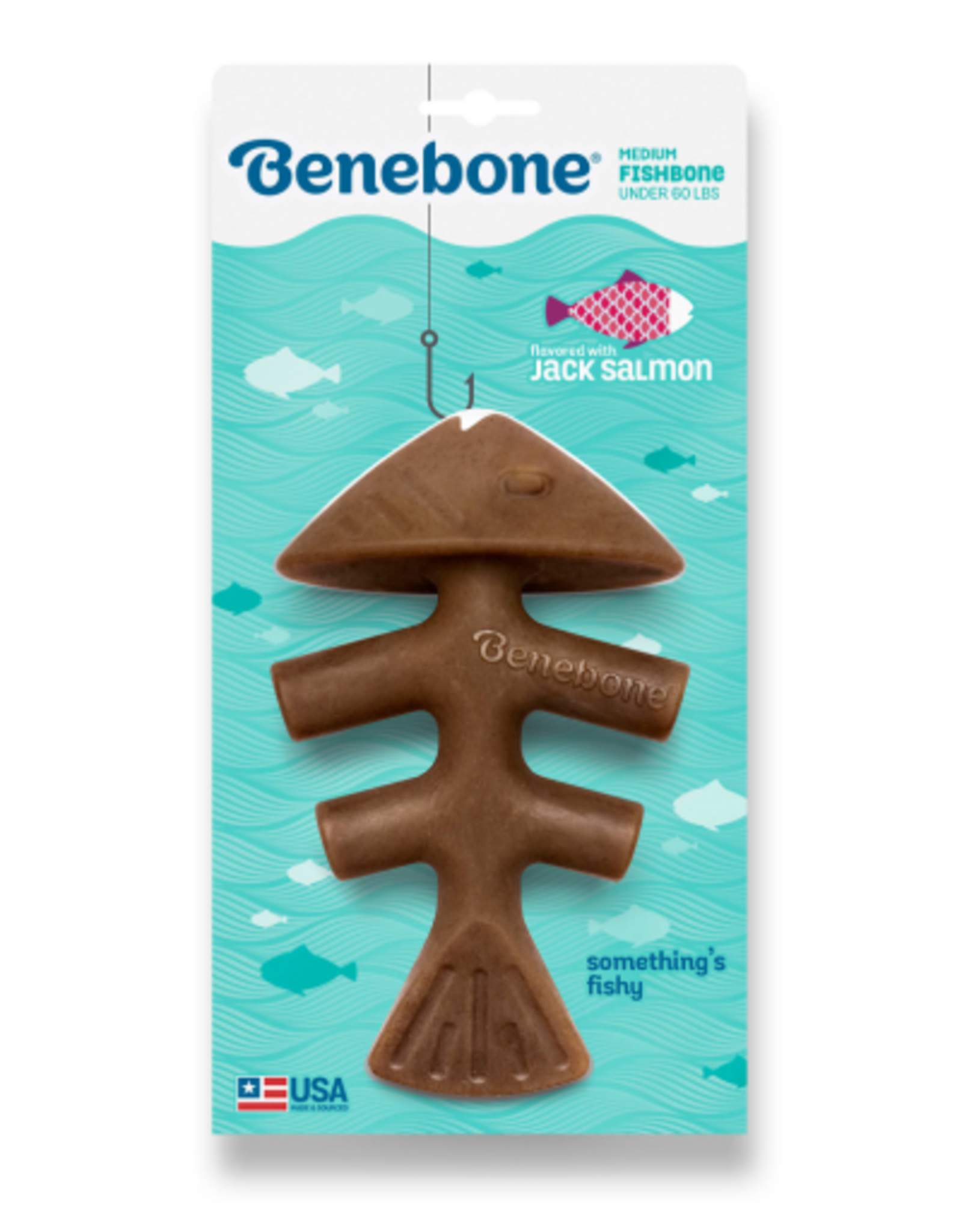 Benebone Benebone Fishbone Durable Dog Chew Toy Real Fish Medium