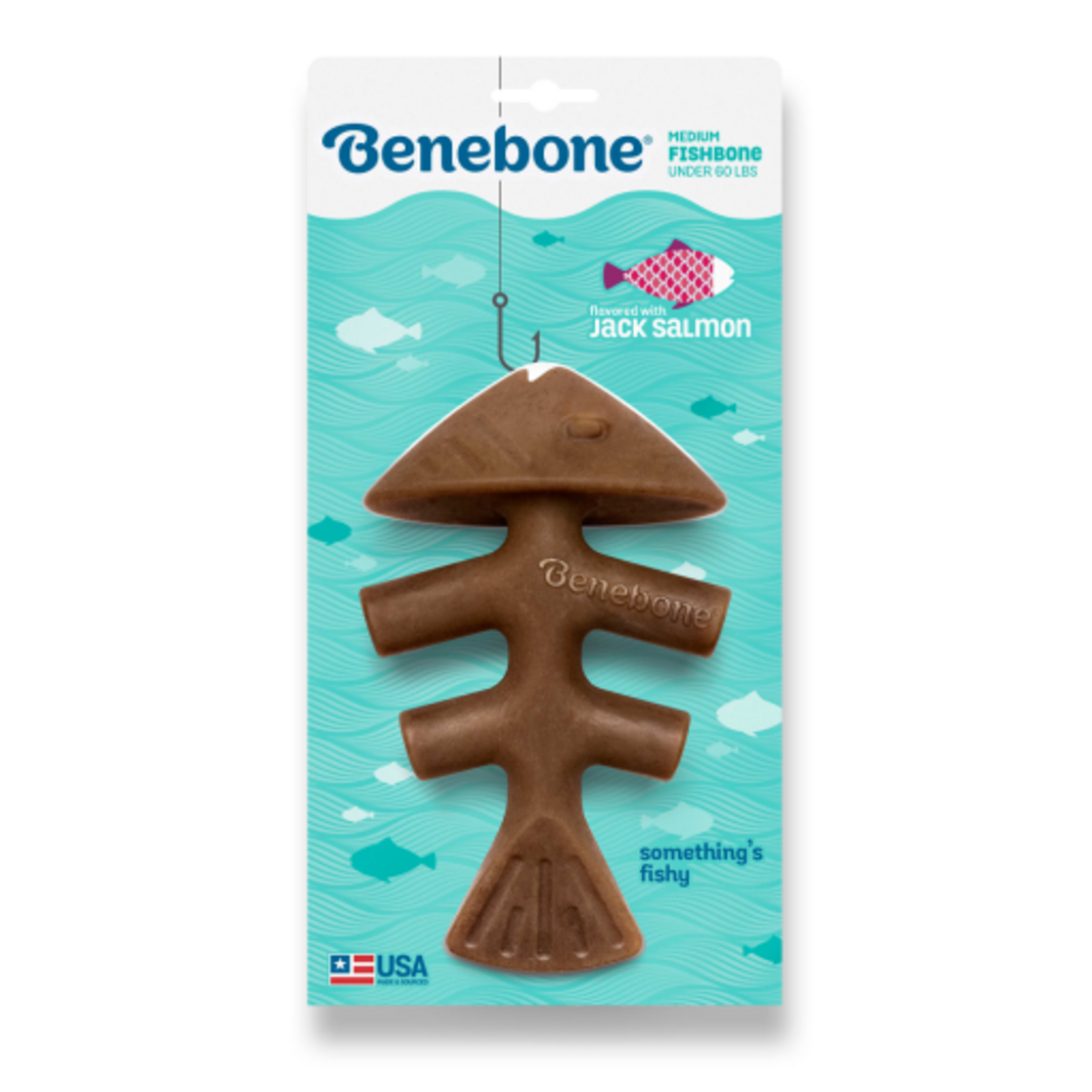 Benebone Benebone Fishbone Durable Dog Chew Toy Real Fish Medium