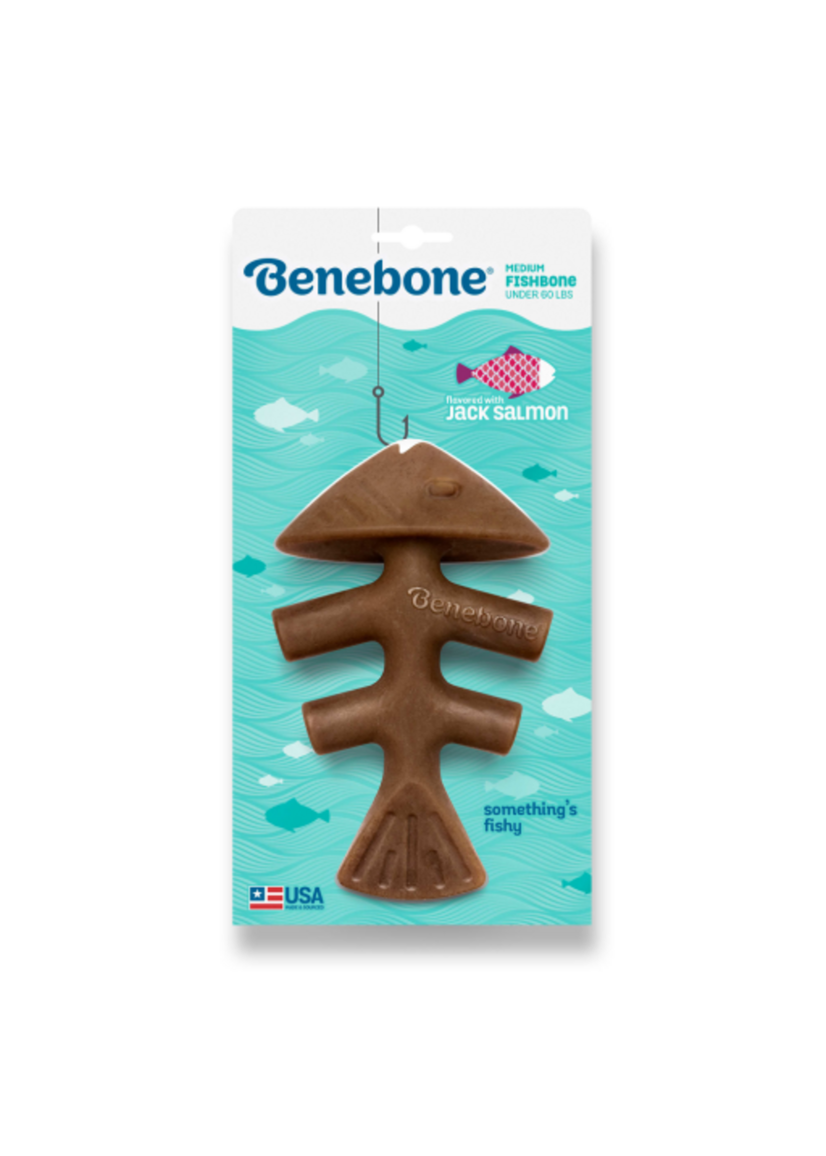 Benebone Benebone Fishbone Durable Dog Chew Toy Real Fish Medium