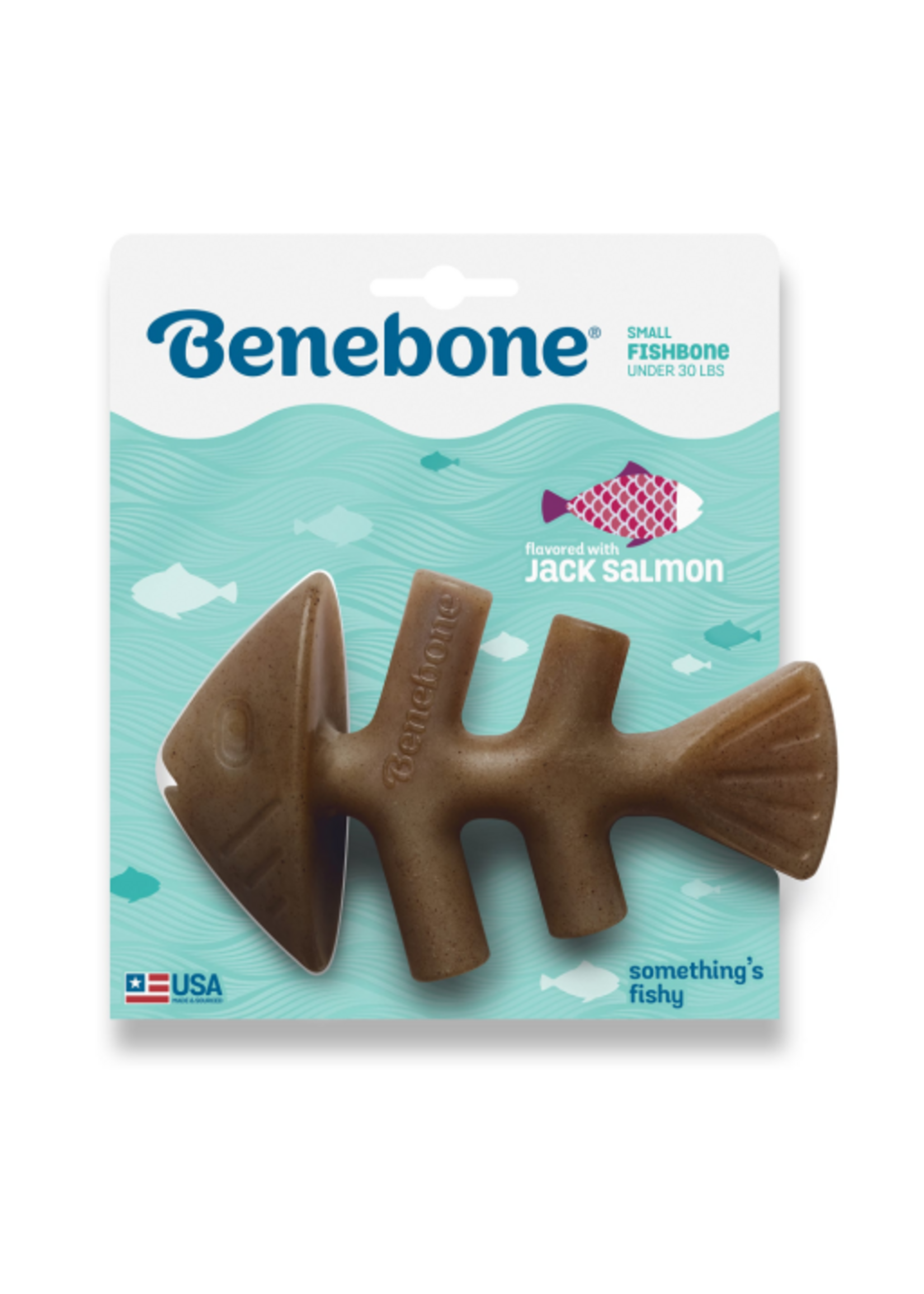 Benebone Benebone Fishbone Durable Dog Chew Toy Real Fish Small